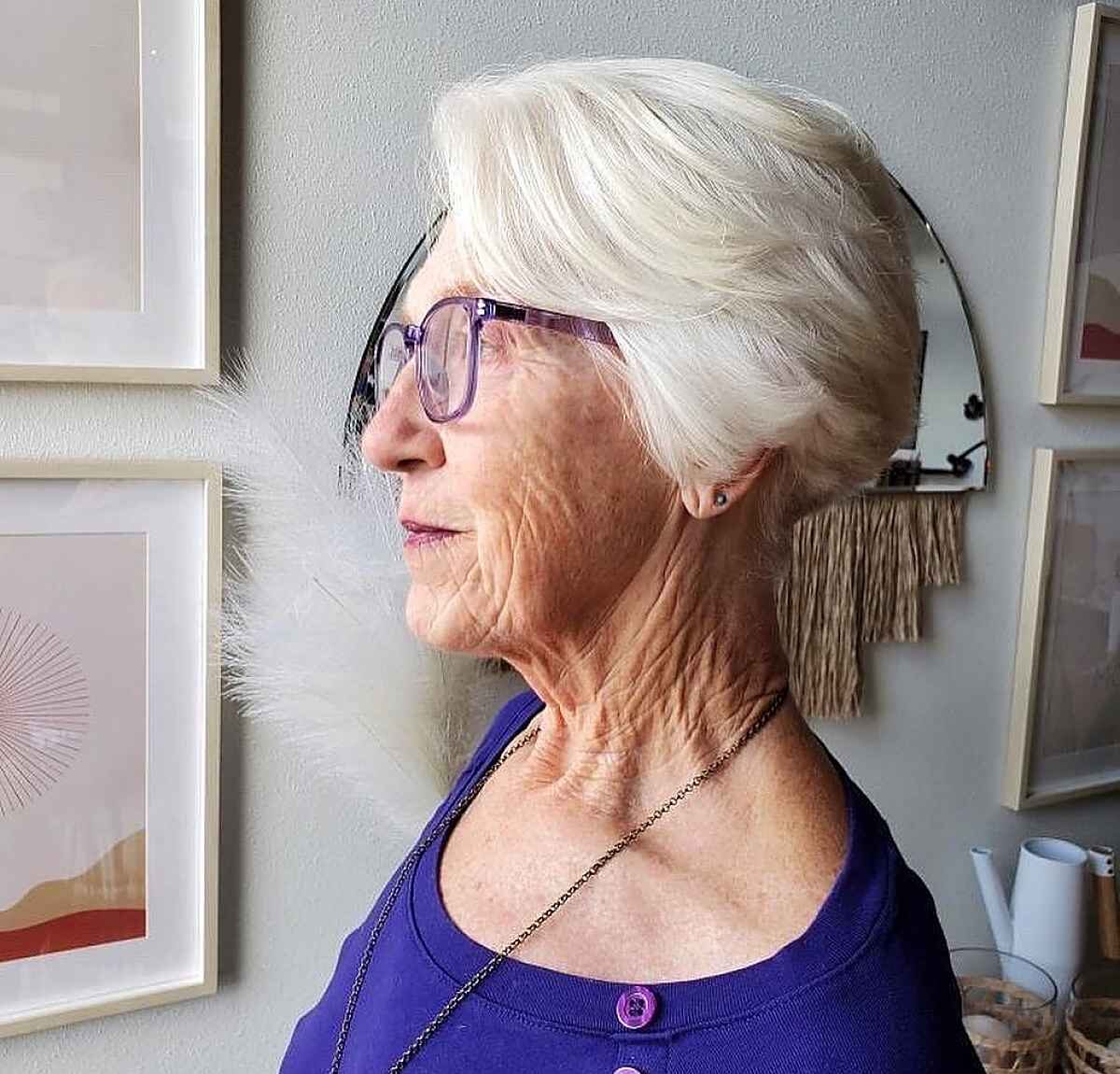 Short Bob with Layers for Women with Large Glasses