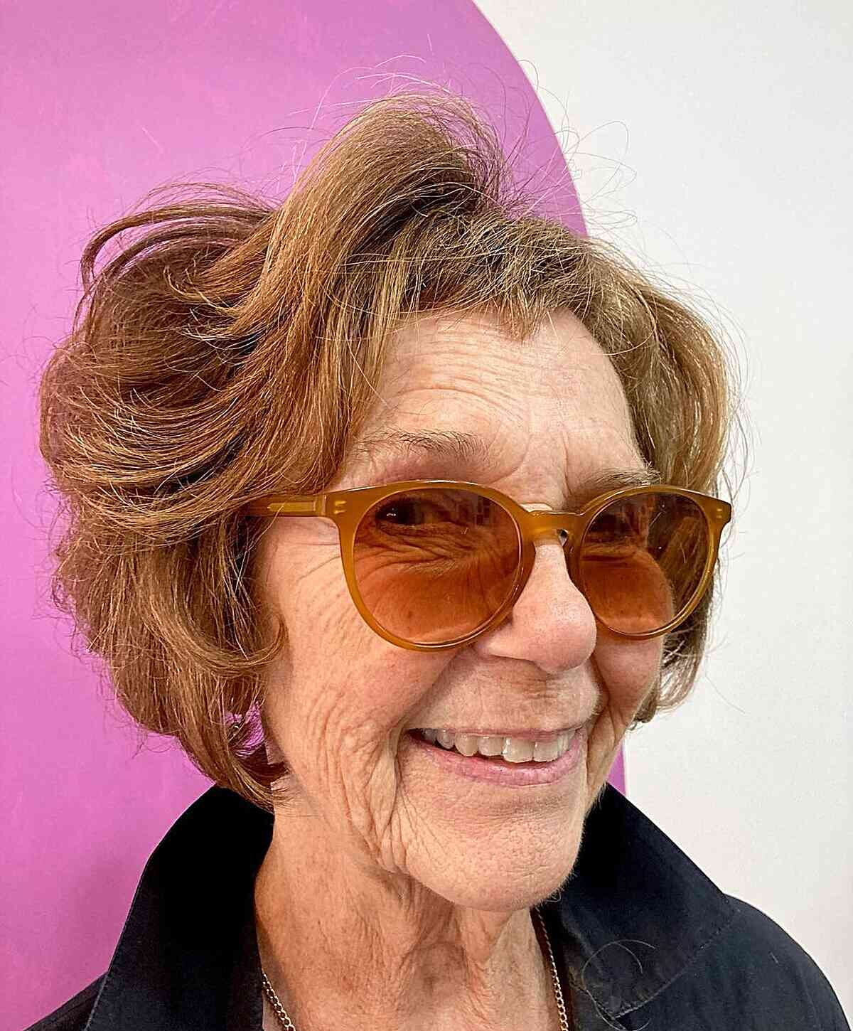 Sassy Bob and Bitty Bangs for 70-Year-Olds with Glasses