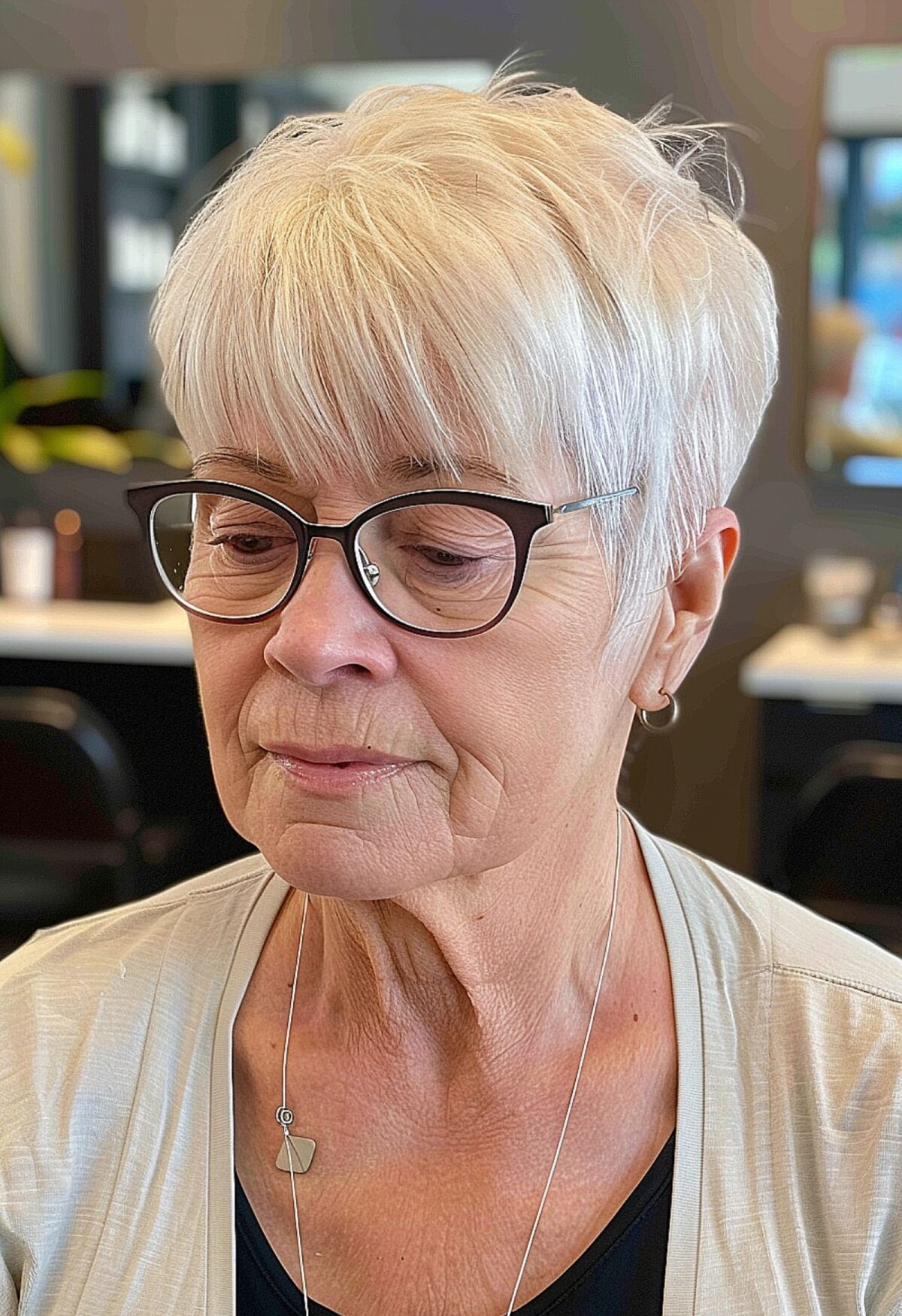 Classic Pixie with Bangs for Mature Women