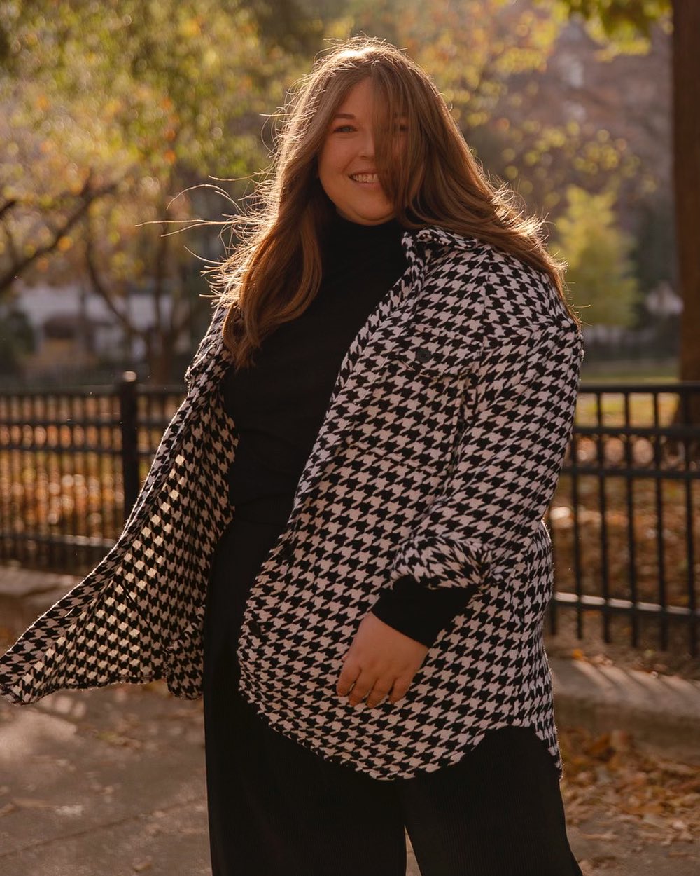 Monochromatic Black Base With Houndstooth Overshirt