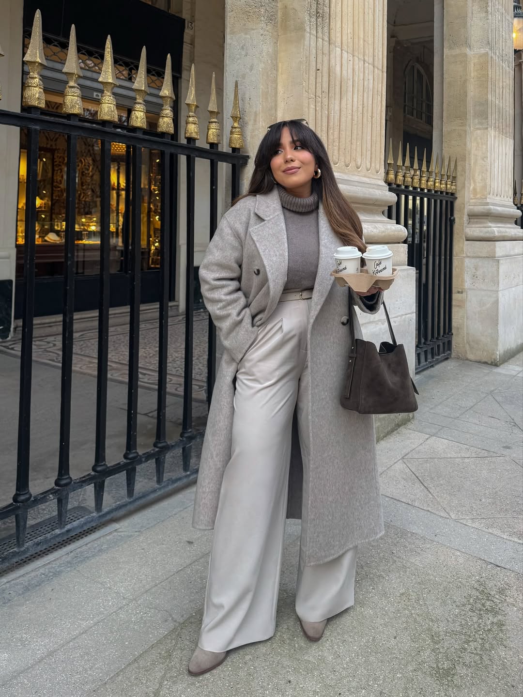 Monochrome Luxe Tailored Wool Coat Outfit