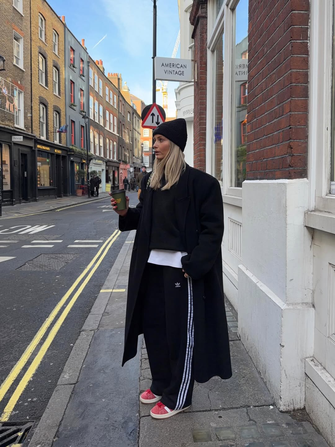 Monochrome Athleisure With Pop Of Pink Shoes
