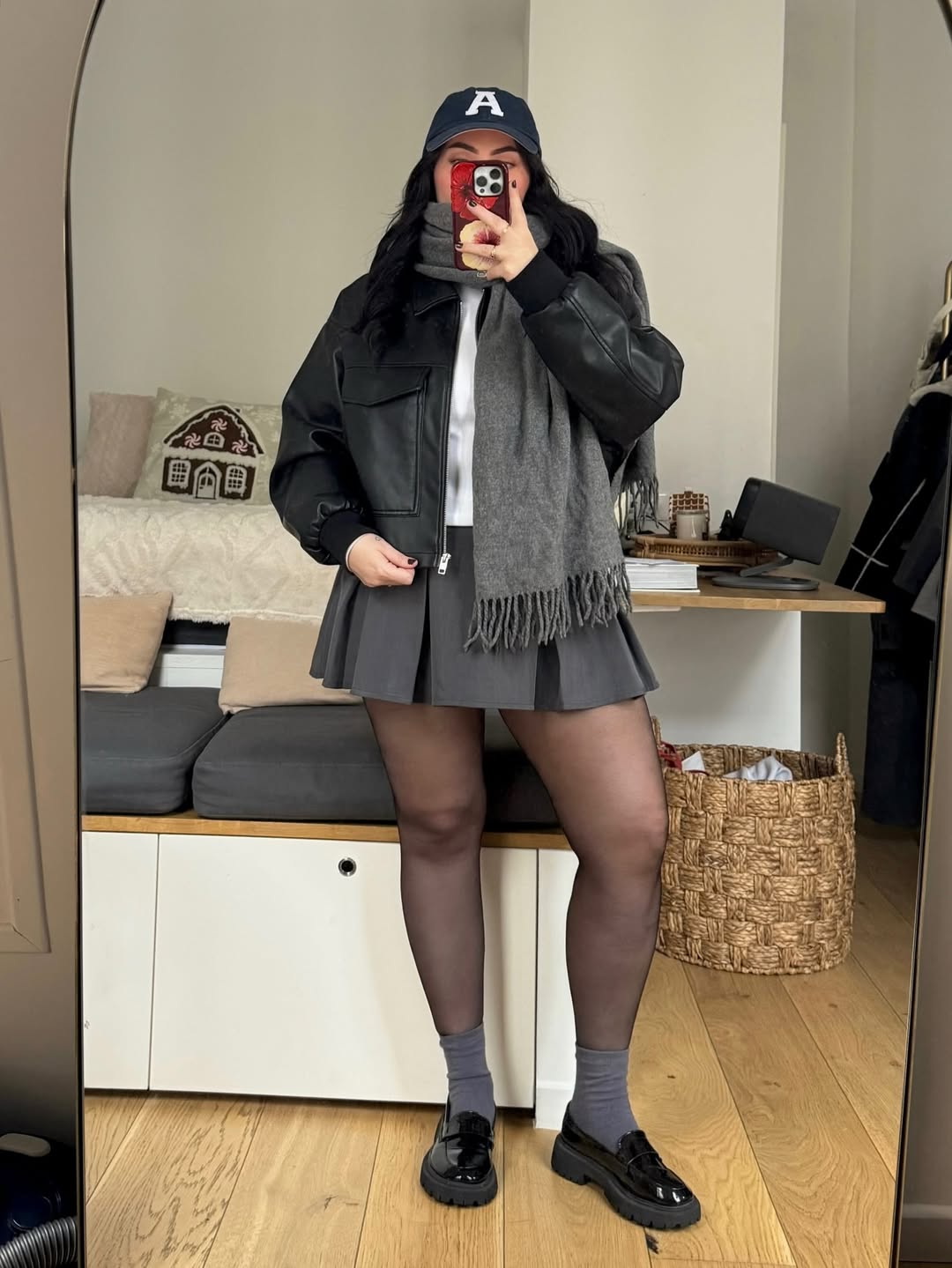 Moto Jacket And Pleated Skirt Fall Ensemble