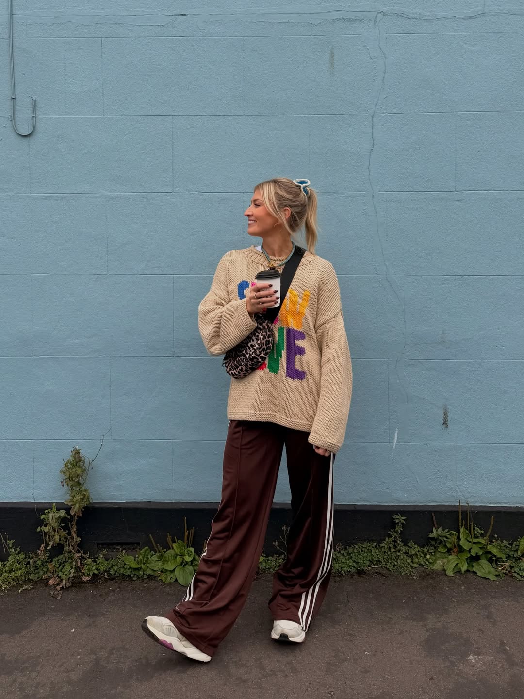 Cozy Knit Sweater With Track Pants Comfort Look