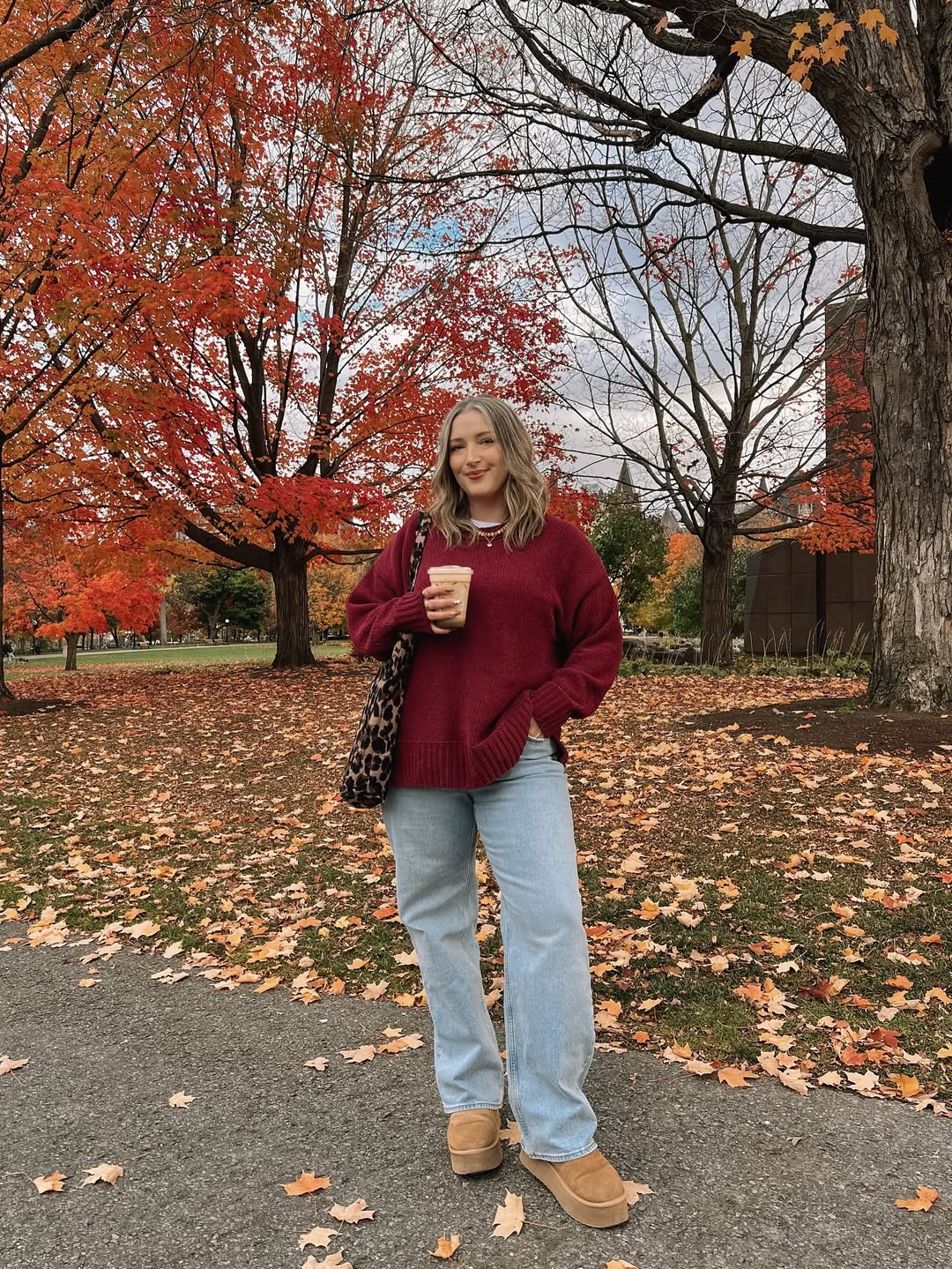Cozy Oversized Sweater And Wide Leg Denim Fall Outfit