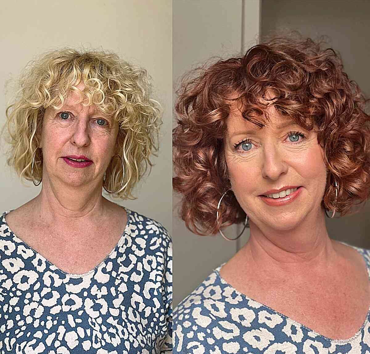 Bold Dark Auburn Curls for Old Ladies with thin hair