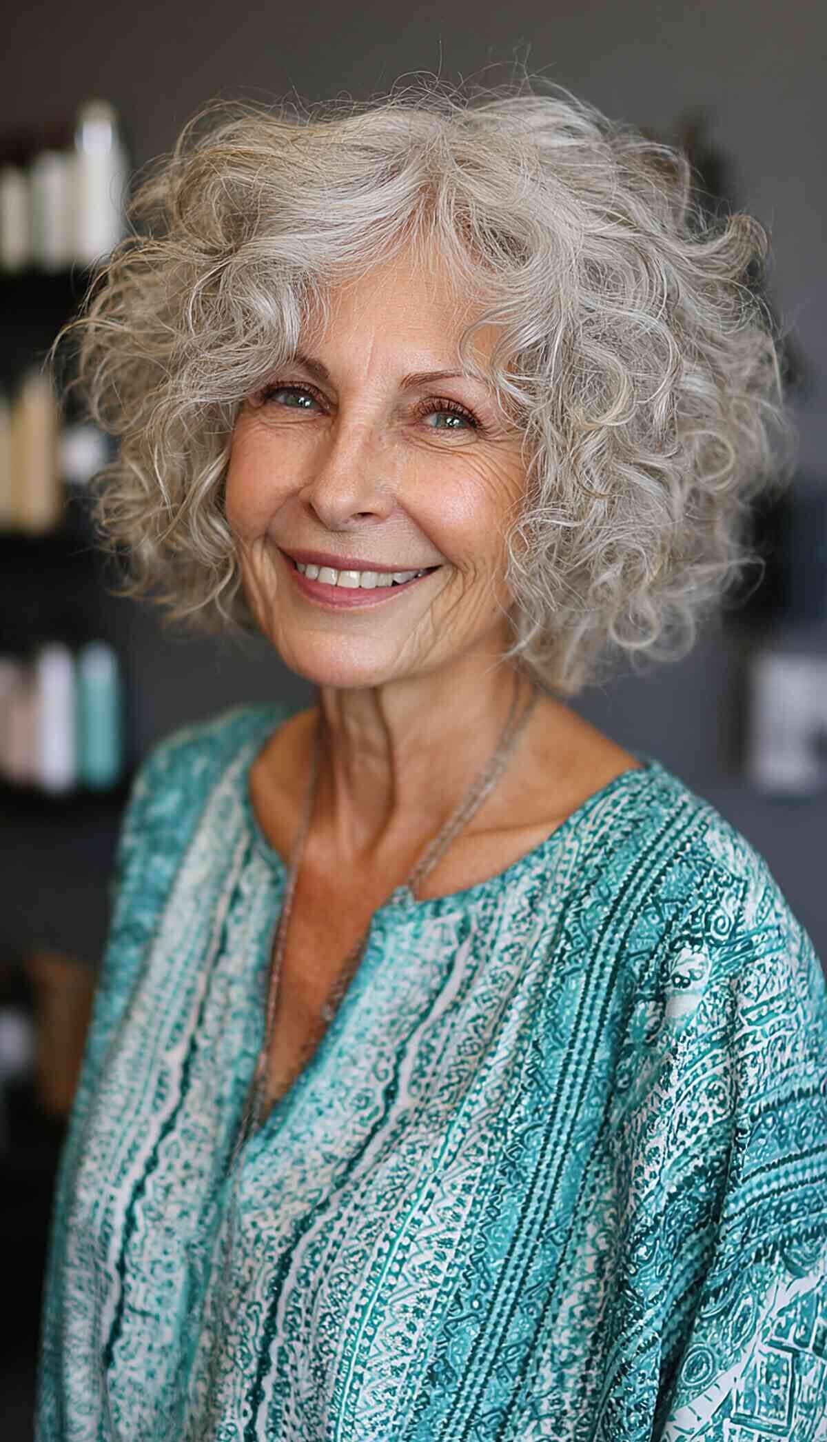 Chic Short Curly Hairstyle for Mature Women