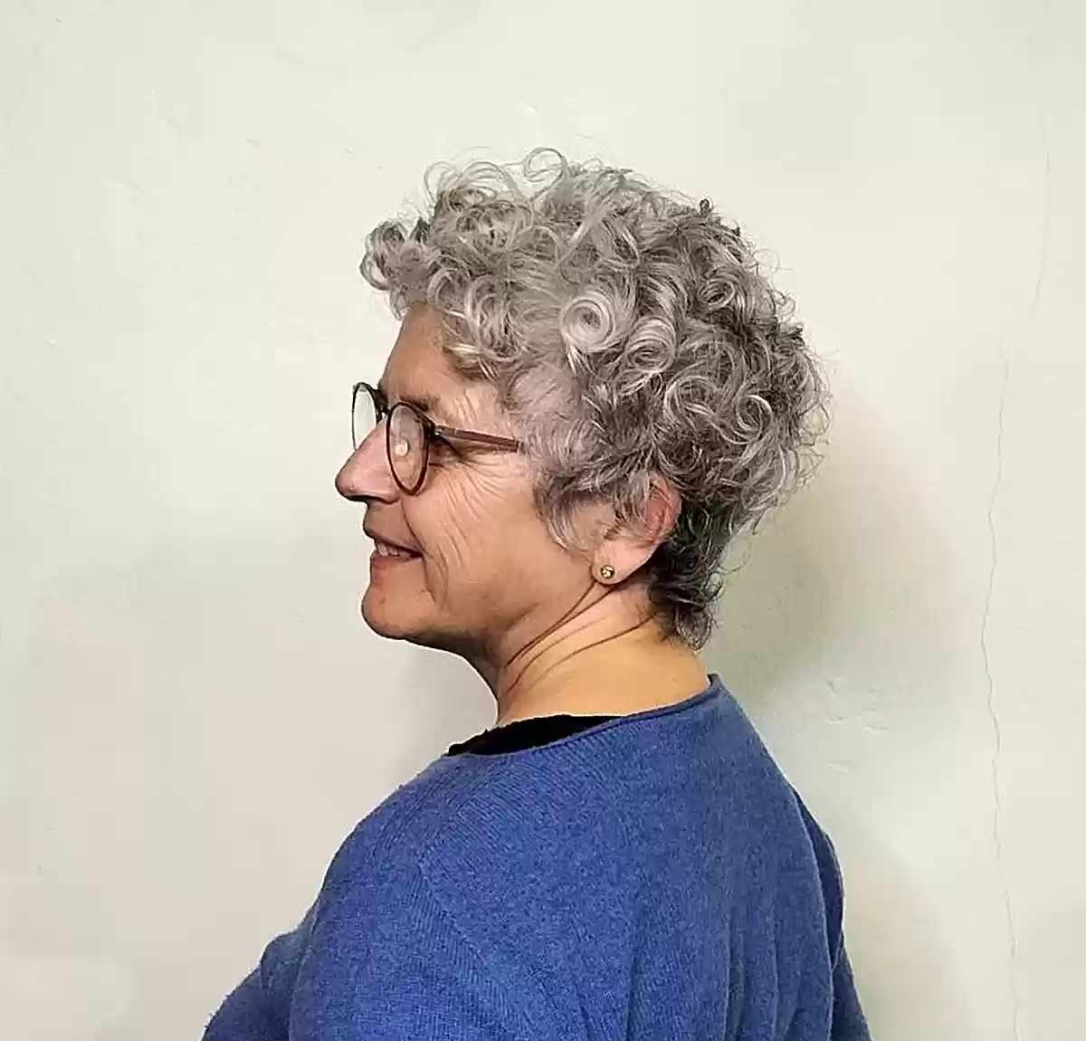 Short Tapered Curly Pixie for Older Ladies with Thin Locks