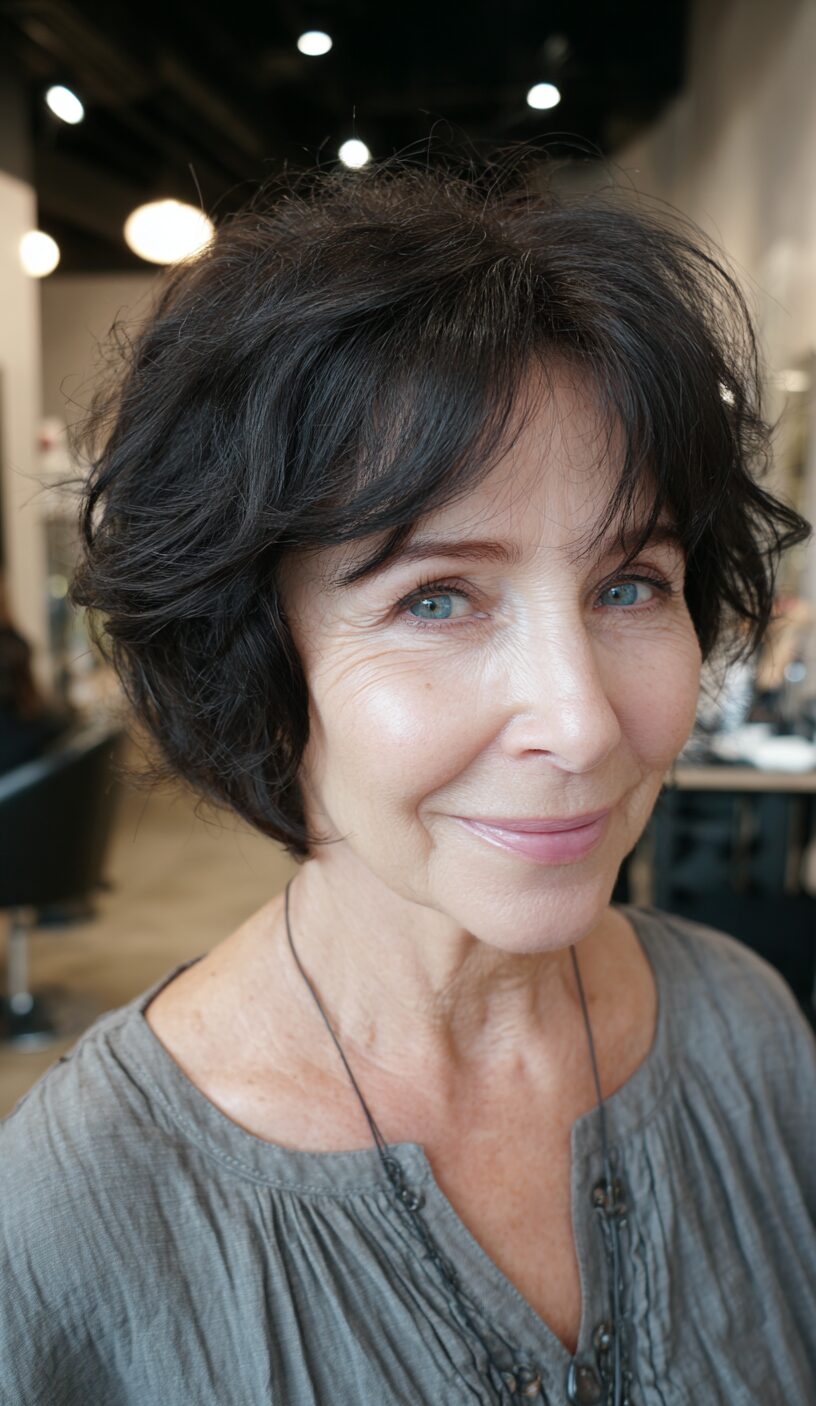Chic Textured Shag Bob with Soft Waves