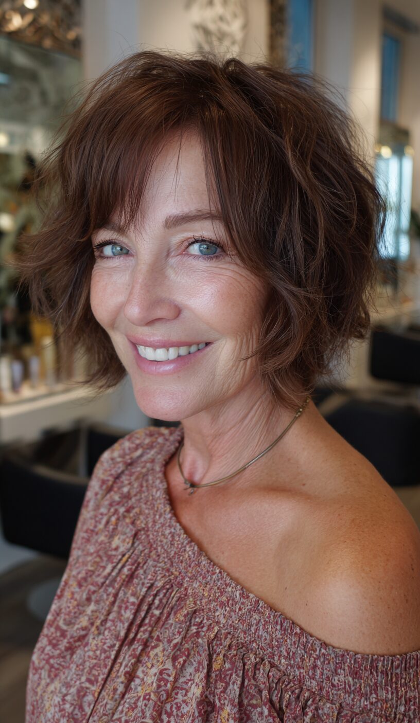 Chic Layered Shag Bob for Mature Women