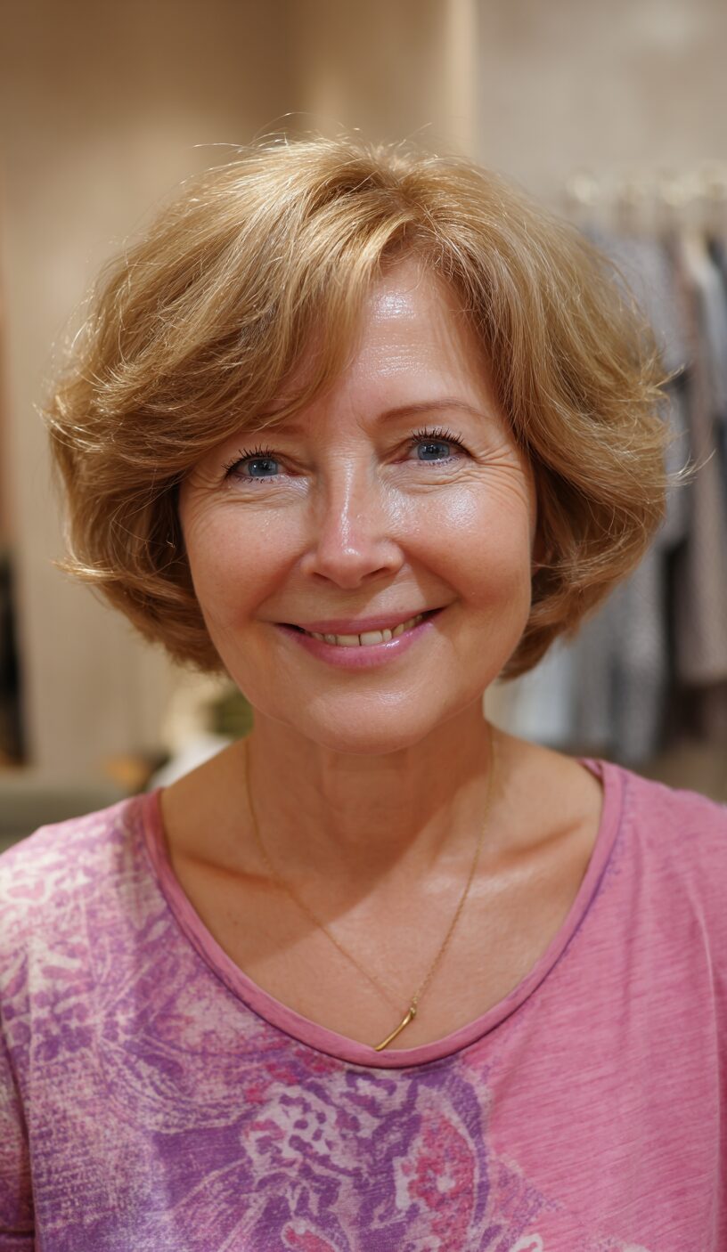 Classic Textured Shag Bob for Mature Women