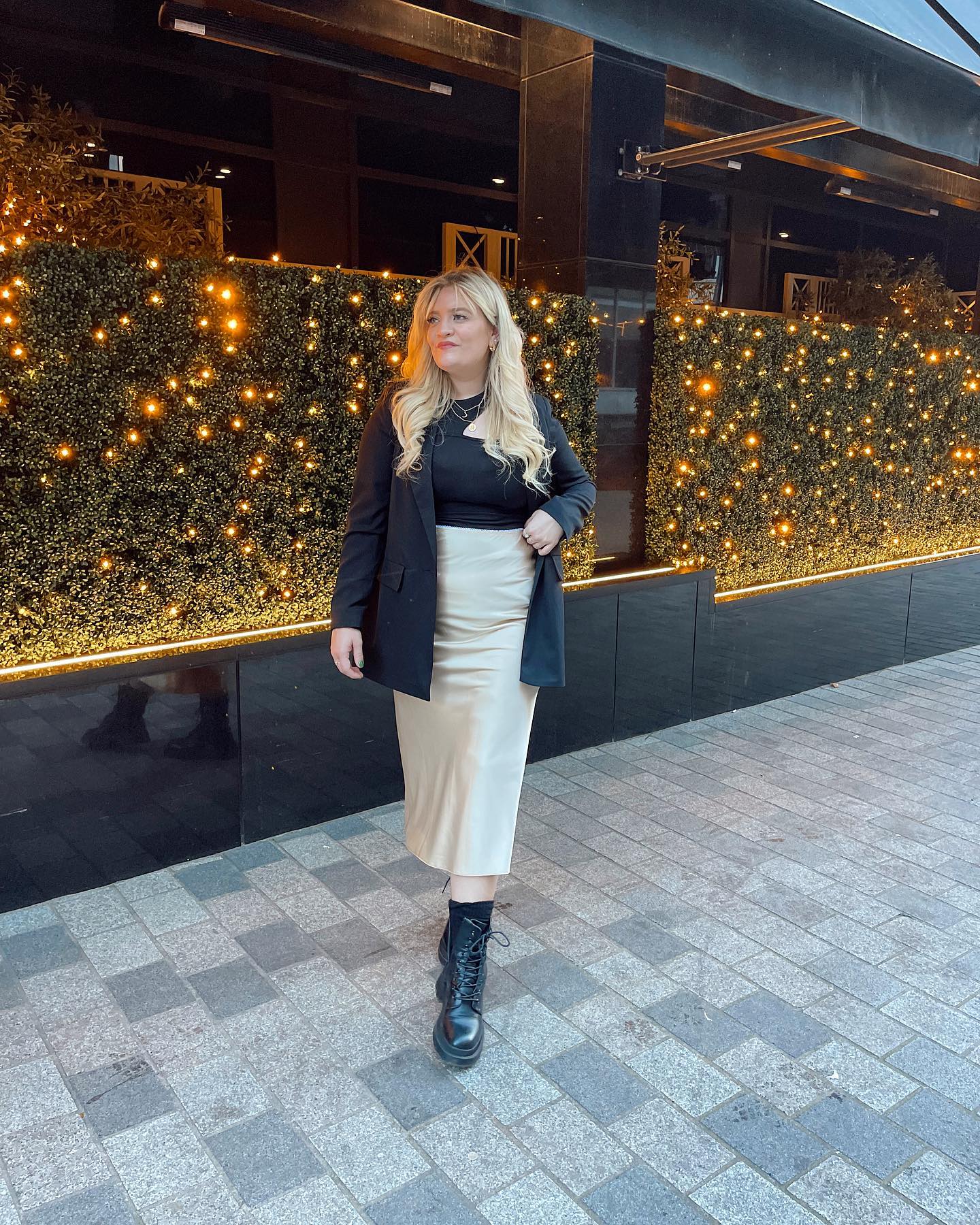 Satin Midi Skirt And Blazer Party Look