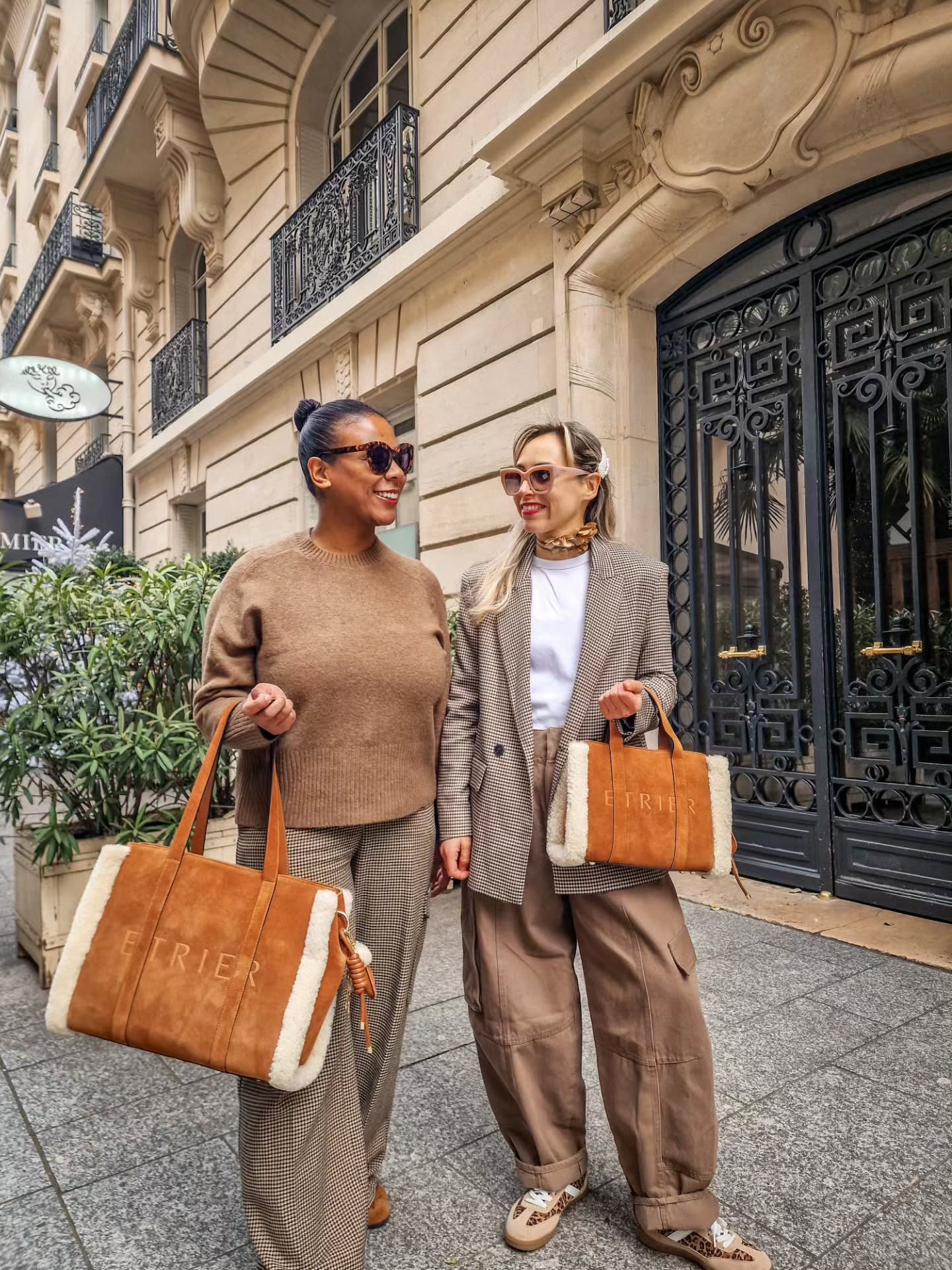 Brown Houndstooth Blazer With Cargo Pants
