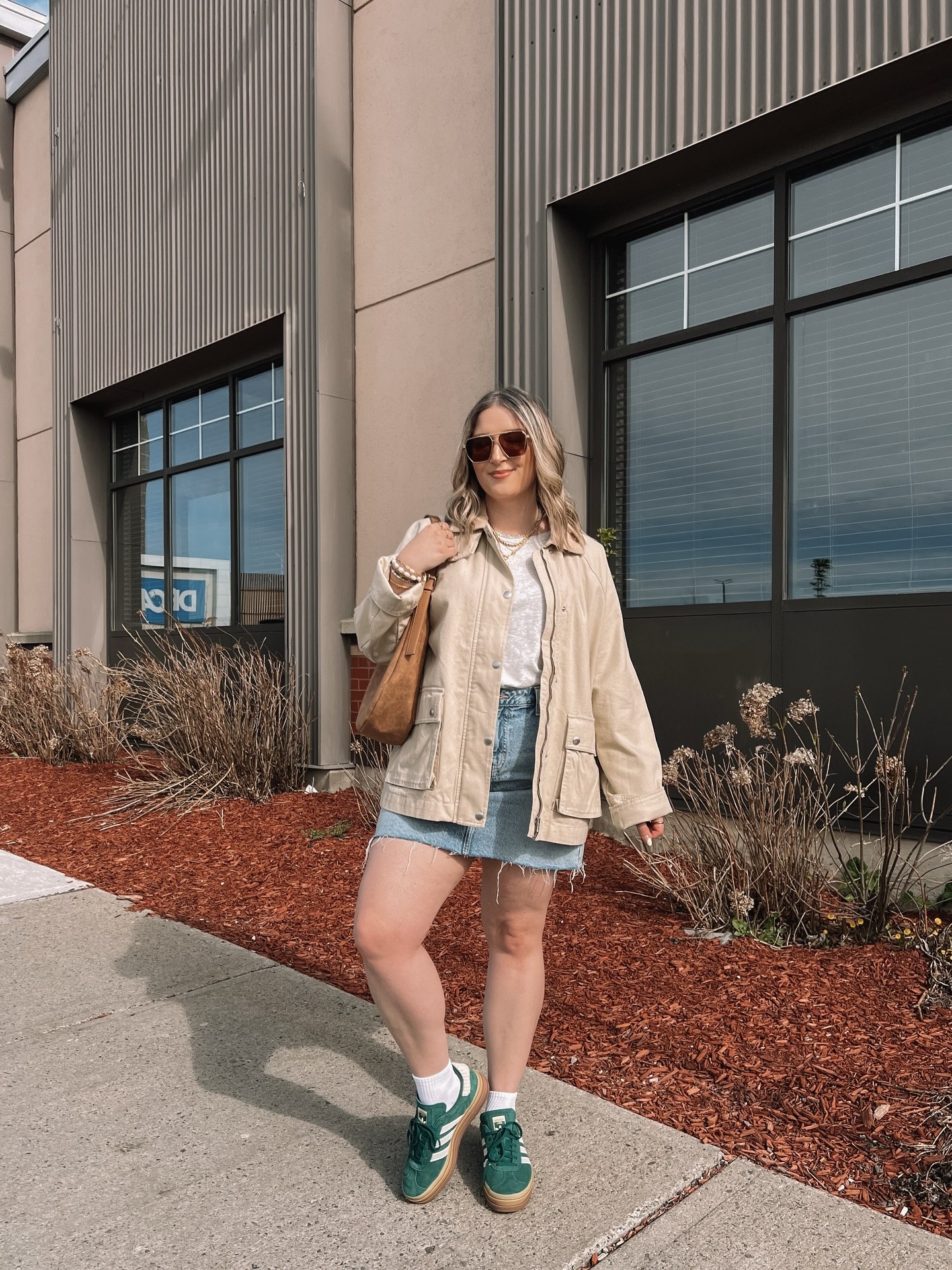 Casual Utility Jacket And Denim Mini Skirt