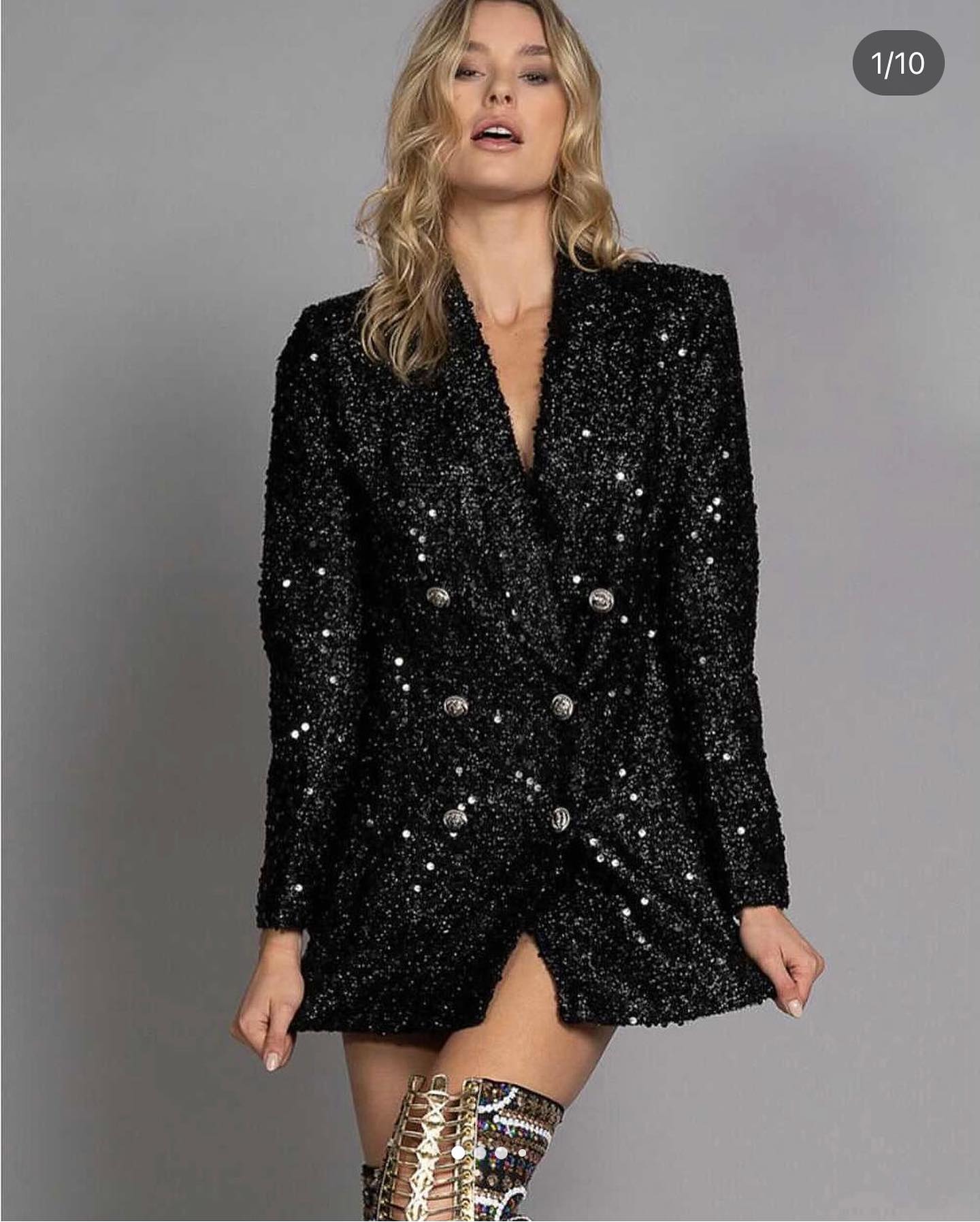 Sparkling Sequin Blazer Dress With Embellished Boots