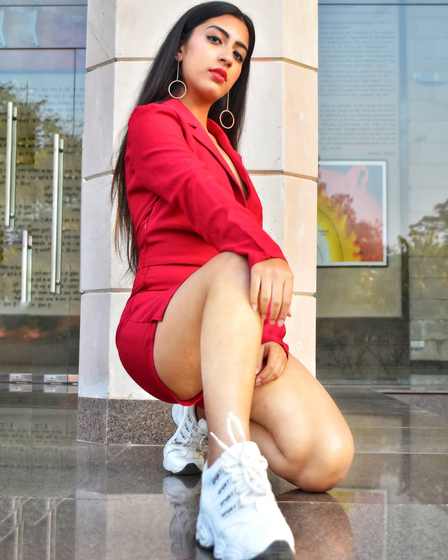 Bold Red Blazer and Shorts Power Suit