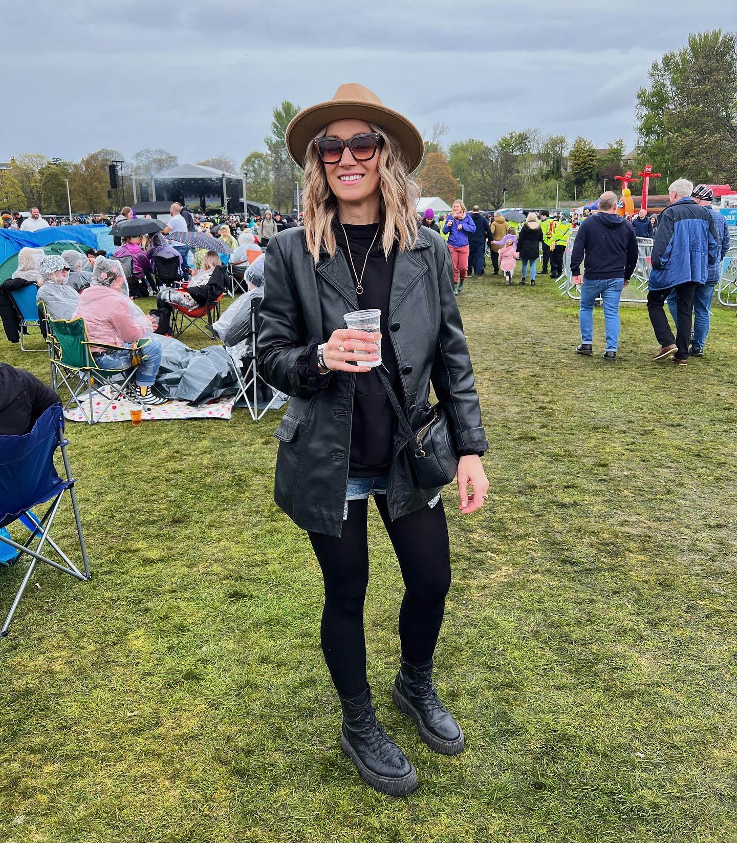 Leather Jacket Festival Look With Combat Boots