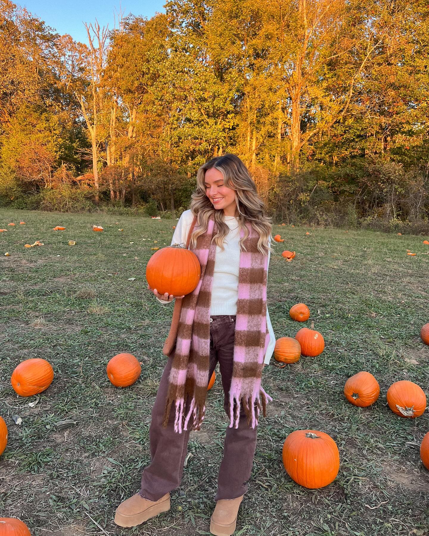 Cozy Fall Pumpkin Patch Sweater and Boots Outfit