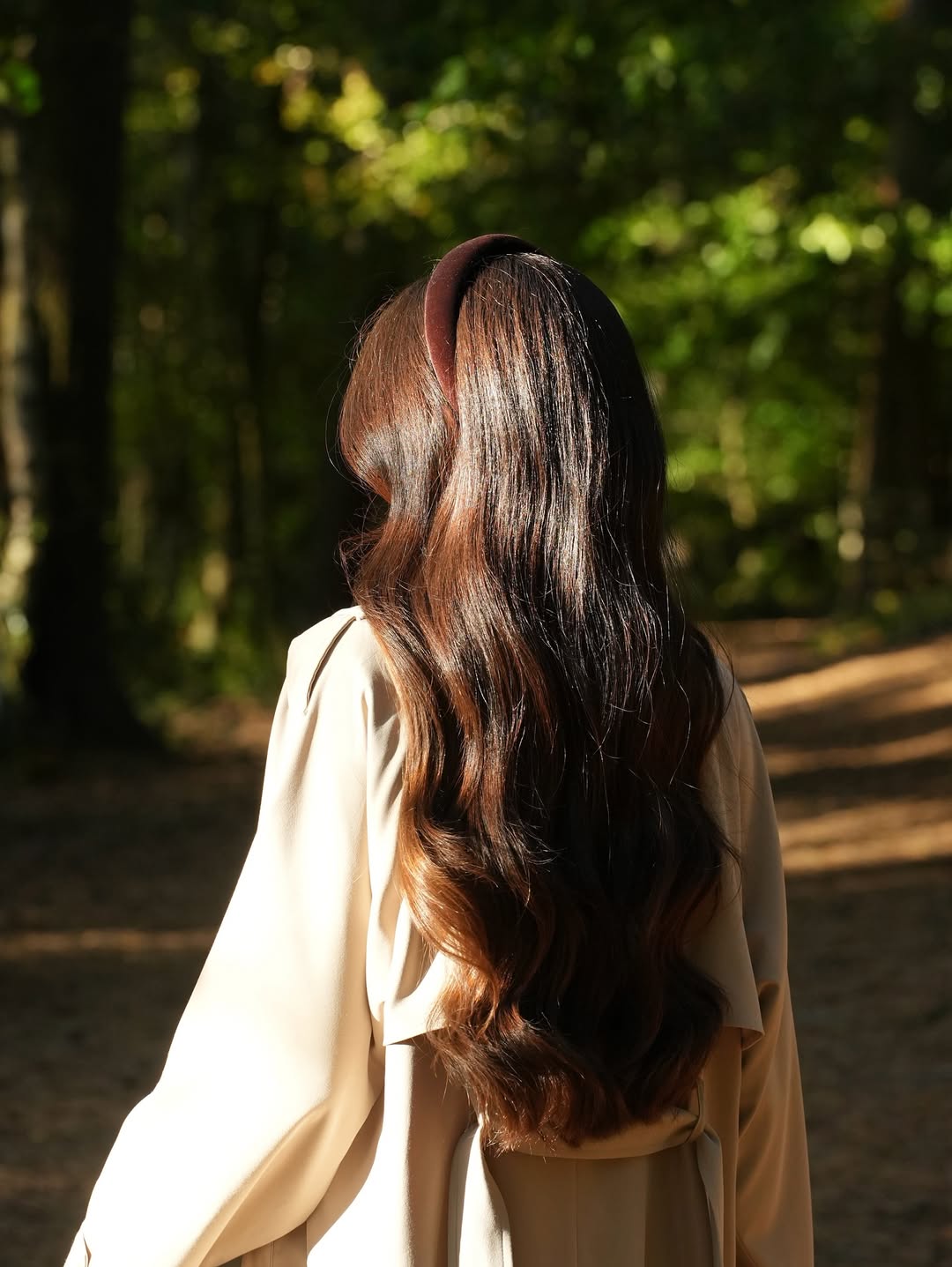 Velvet Headband With Cascading Chocolate Brown Waves