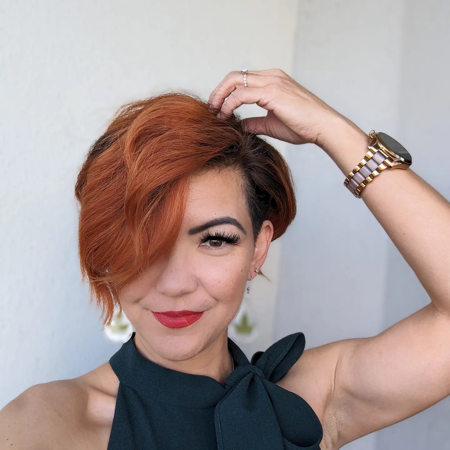 Fiery Copper Pixie With Side-Swept Bangs