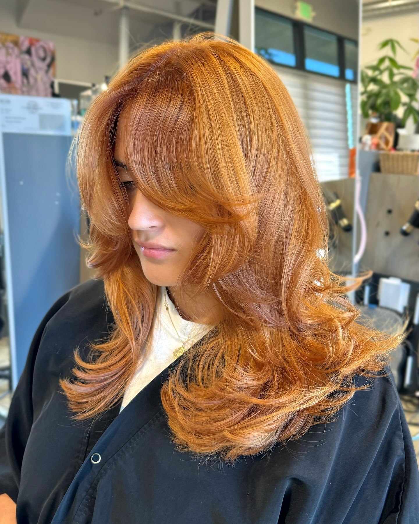 Copper Balayage With Voluminous Layers