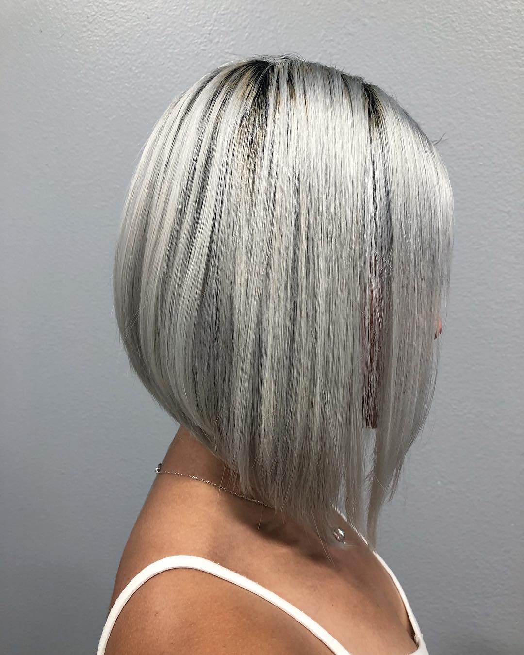 Sharp Inverted Bob With Platinum Ash Blonde
