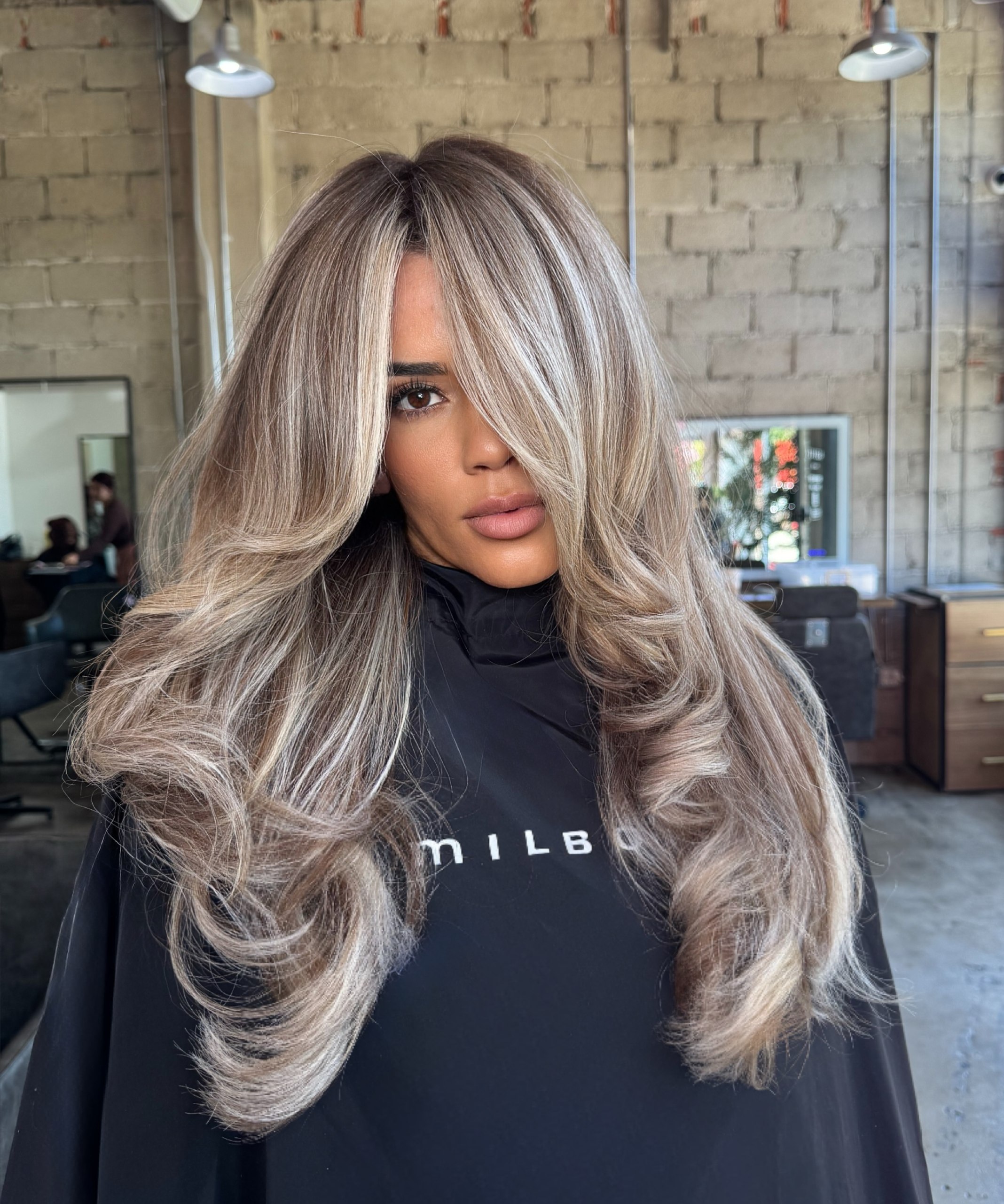 Warm Bronde Balayage With Loose Hollywood Waves
