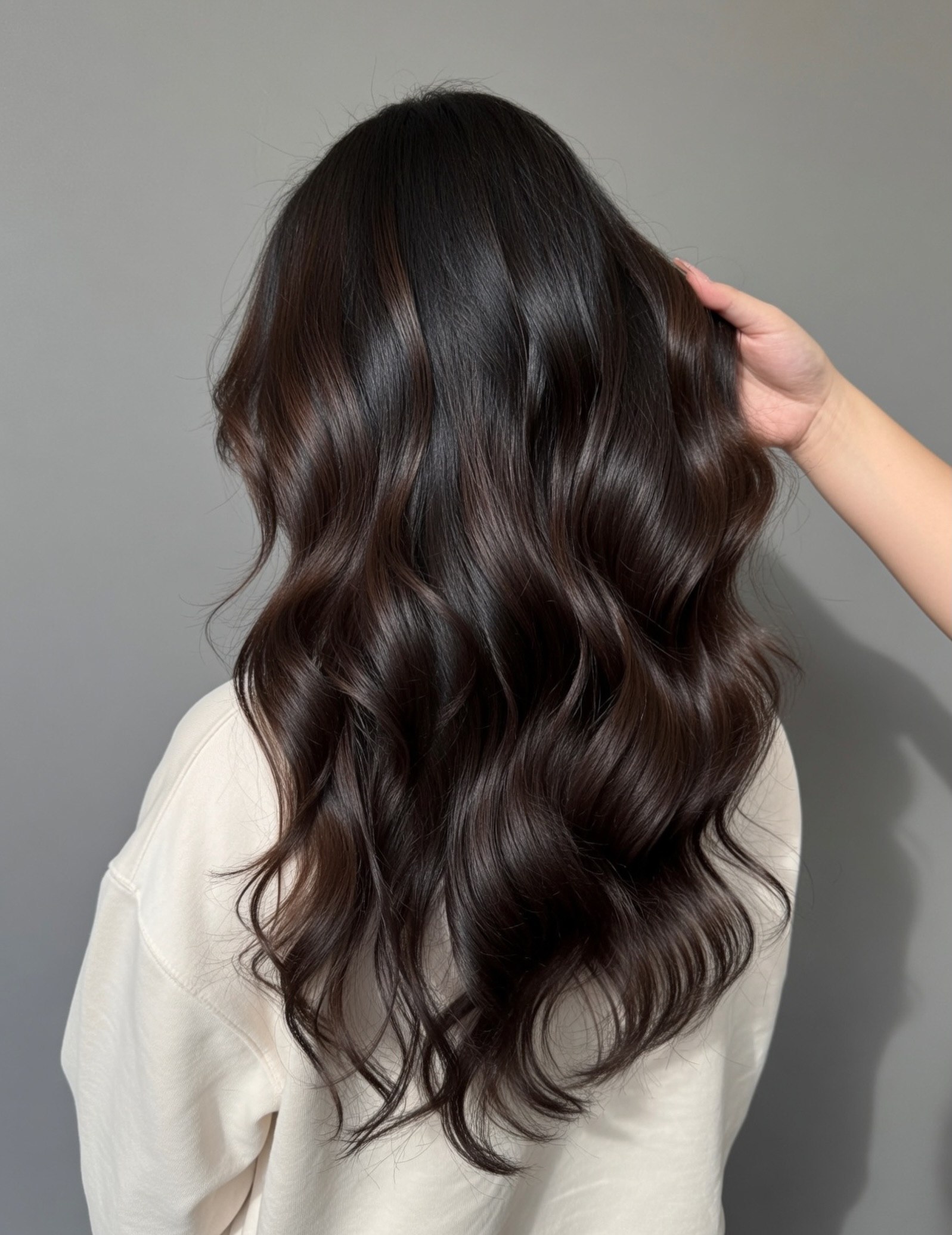Rich Espresso Balayage With Loose Waves