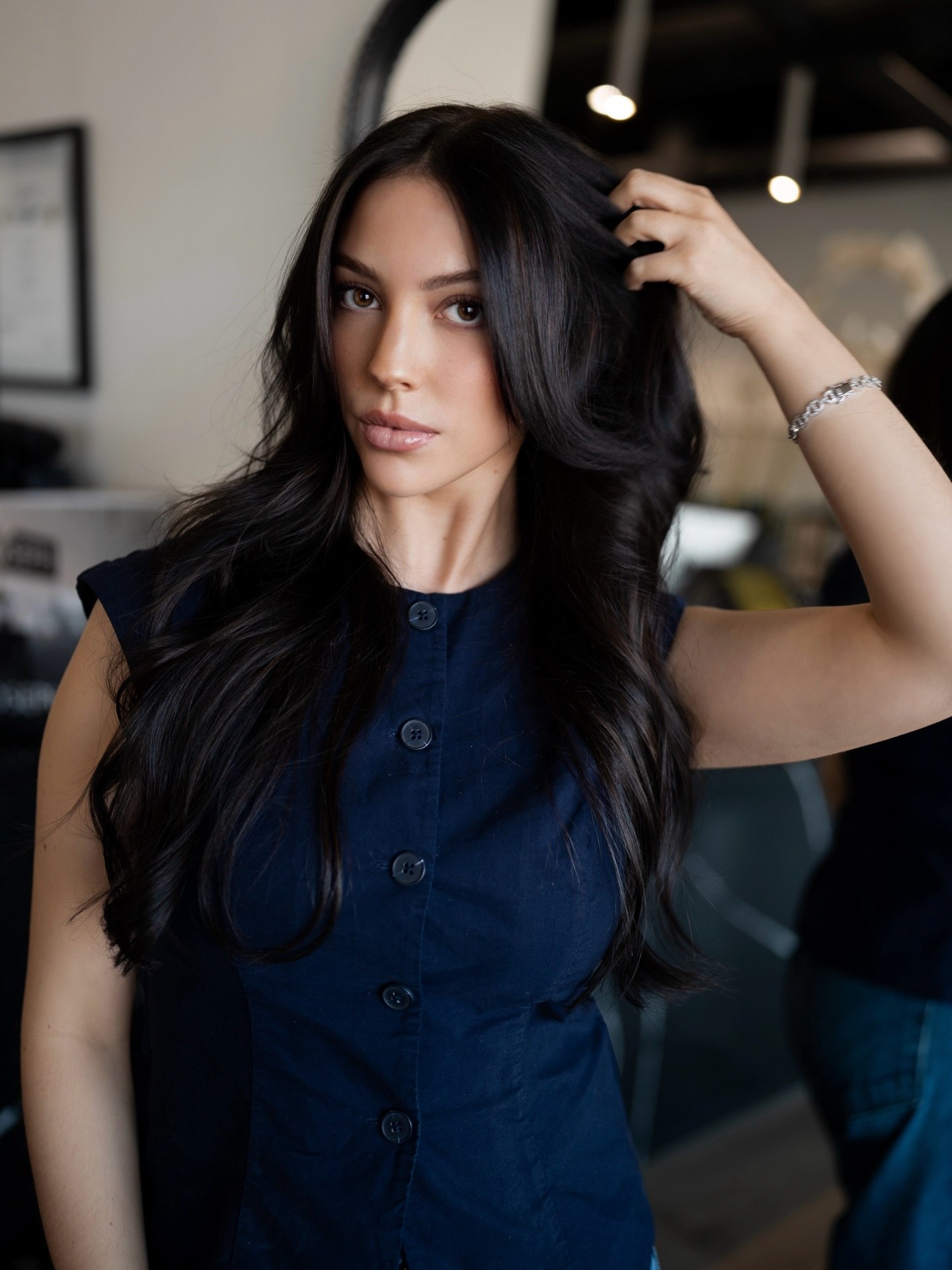 Rich Cherry Cola Brunette With Loose Waves