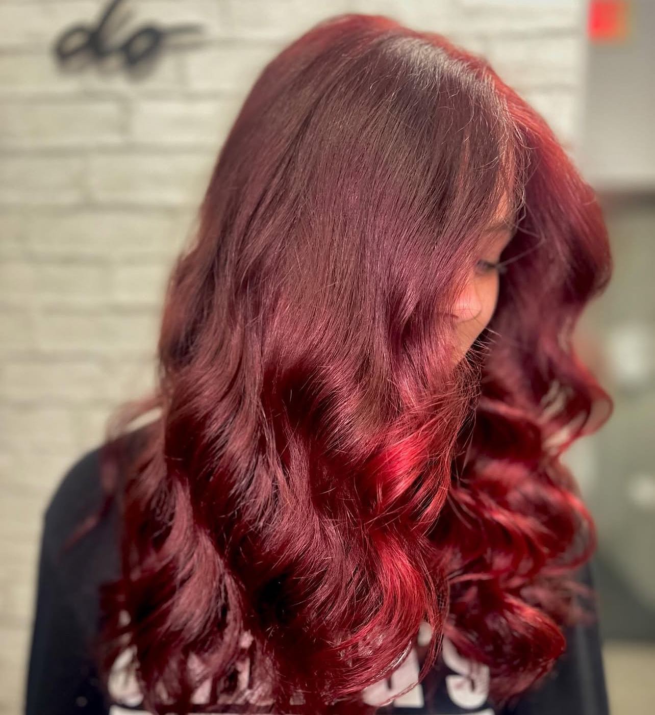 Rich Crimson Red Hair With Loose Waves