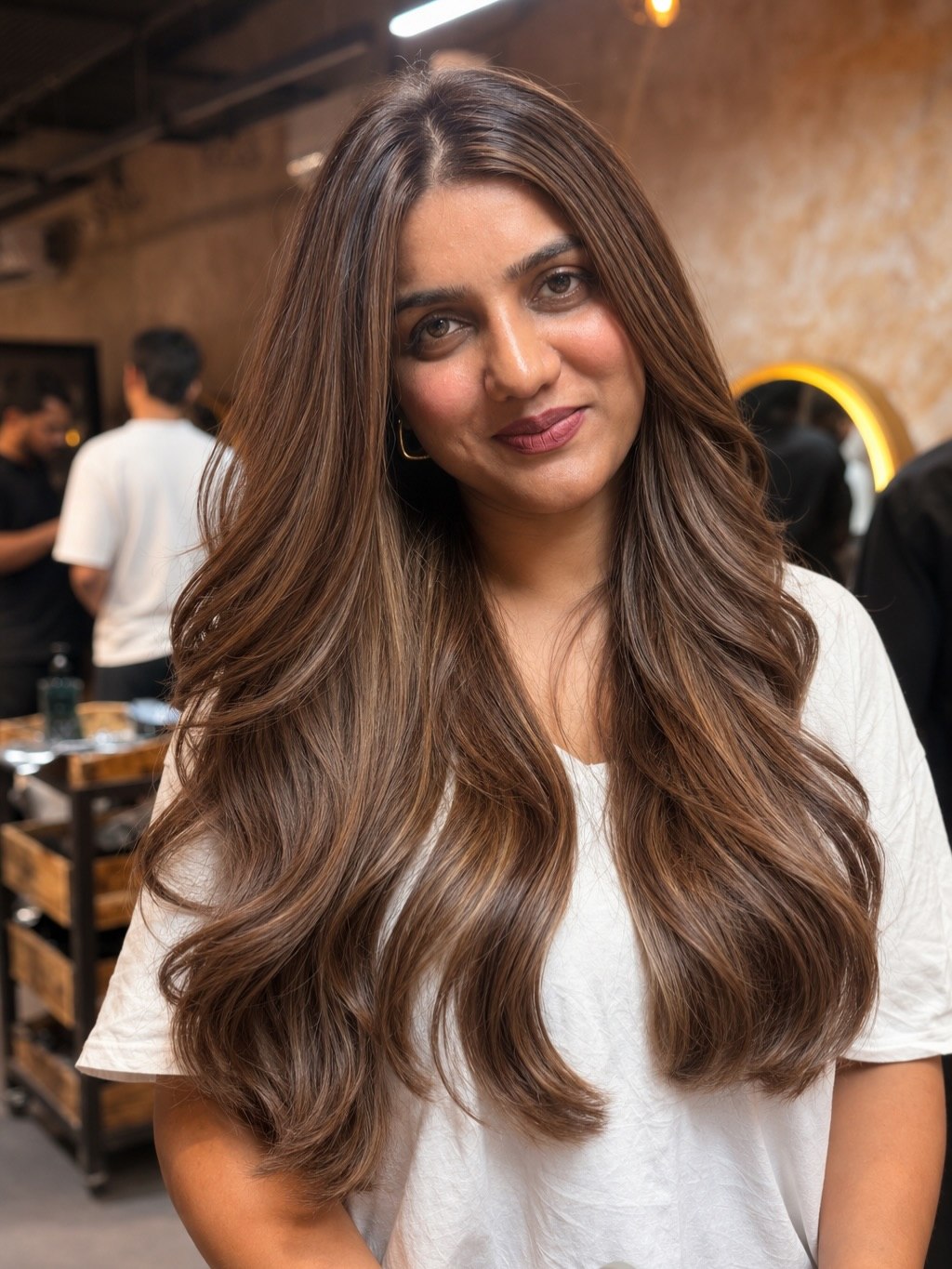 Rich Espresso Balayage With Subtle Caramel Highlights