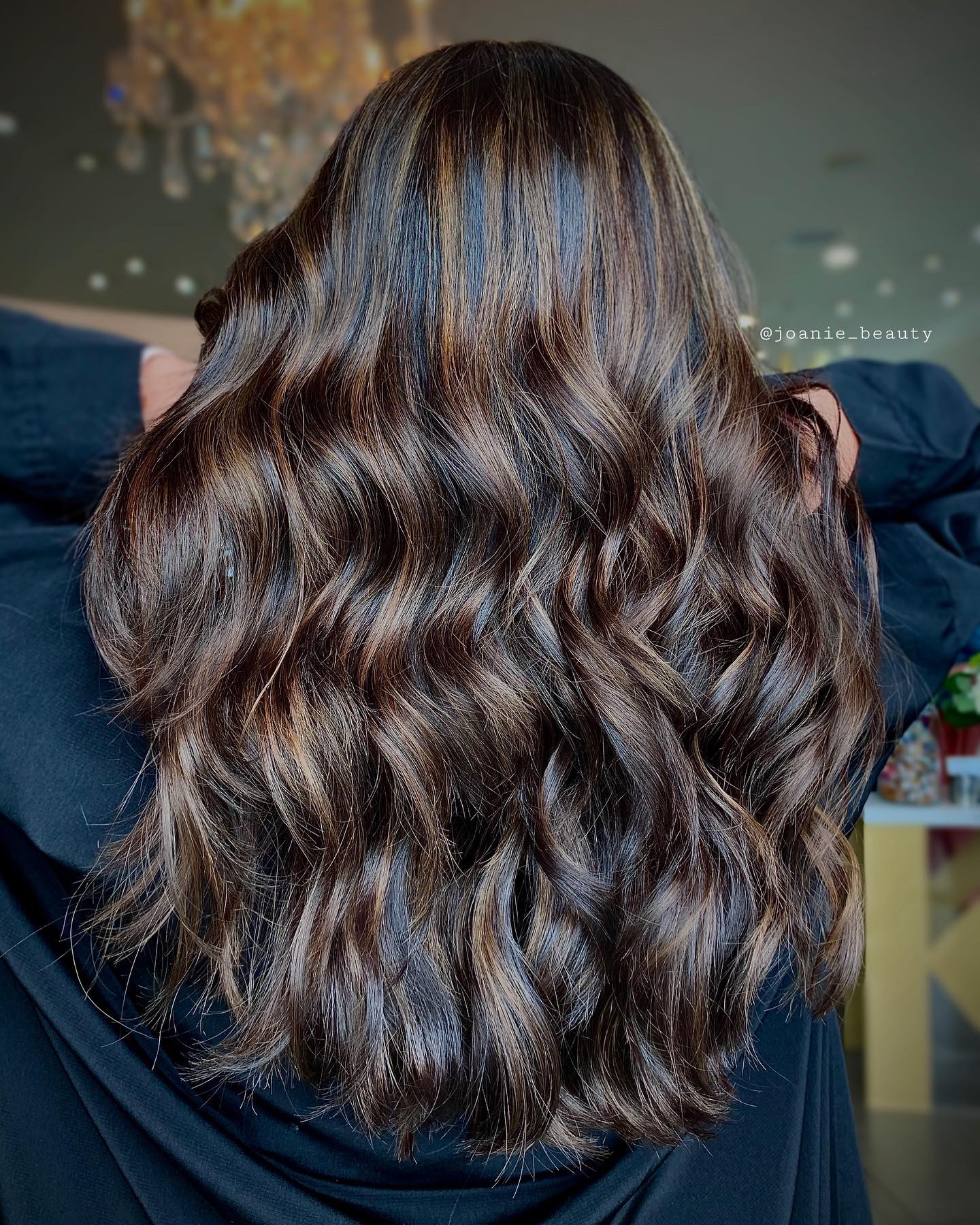 Warm Money Piece Brunette Waves