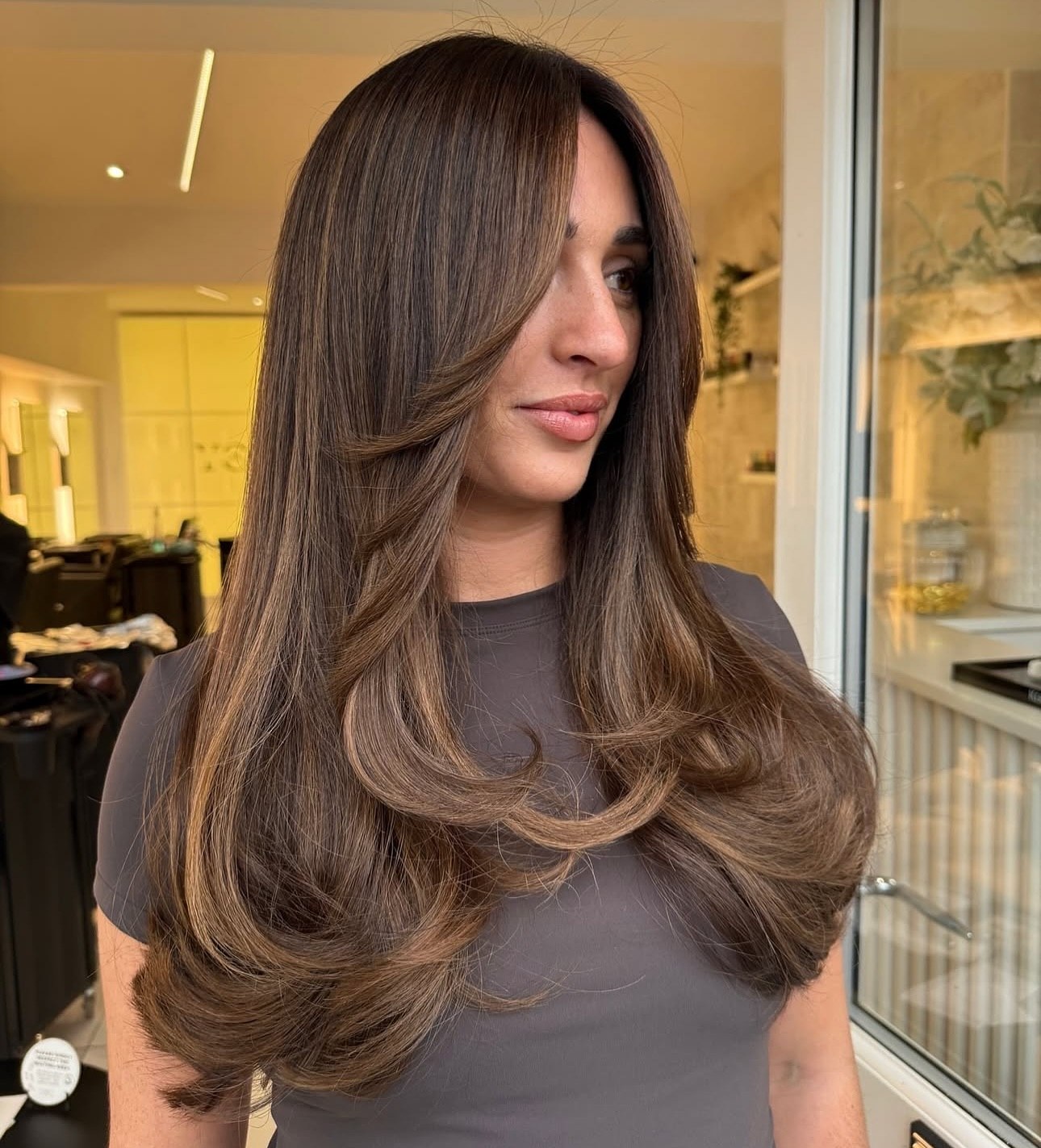 Rich Auburn Balayage With Face-Framing Layers