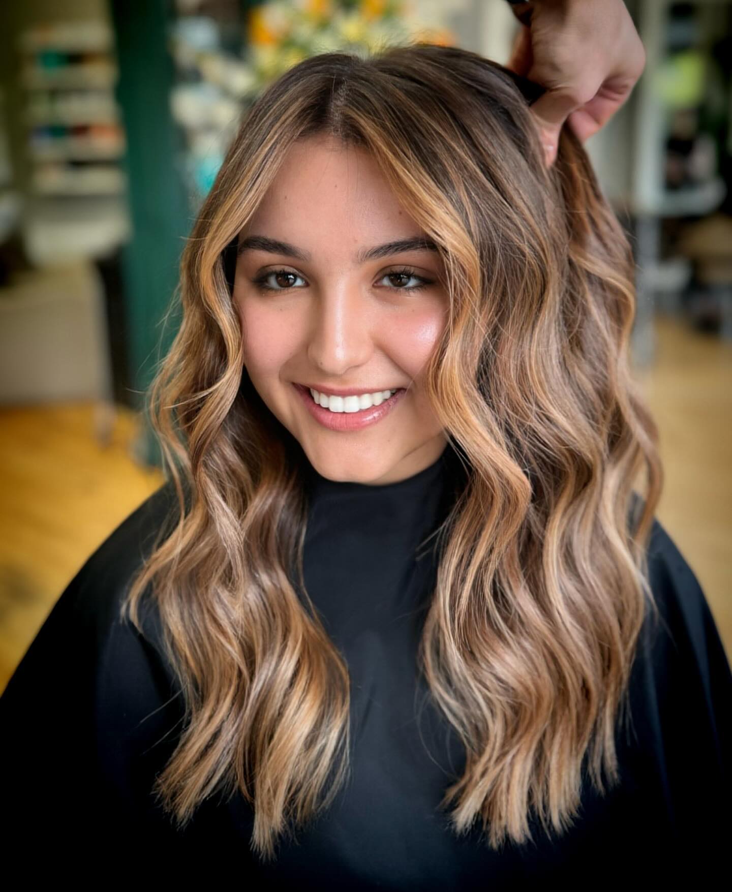 Warm Honey Balayage With Loose Waves