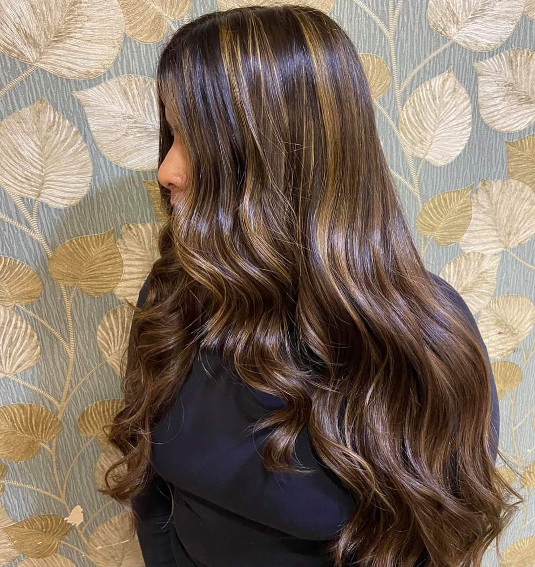 Rich Chocolate Brown Hair With Caramel Highlights