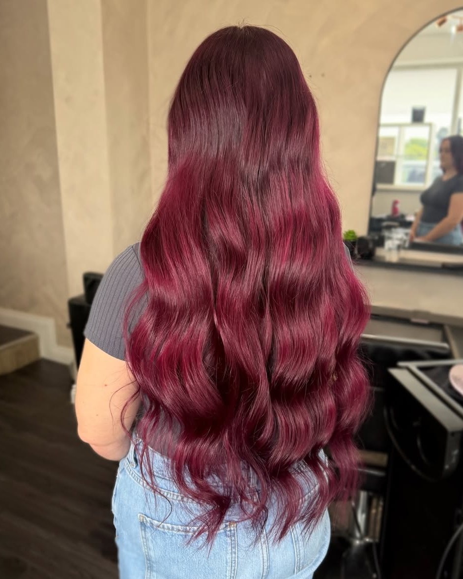 Deep Cherry Cola Waves With Subtle Red Highlights