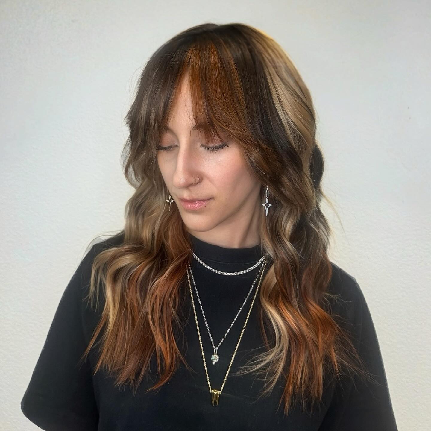Textured Calico Layers With Copper And Bronde