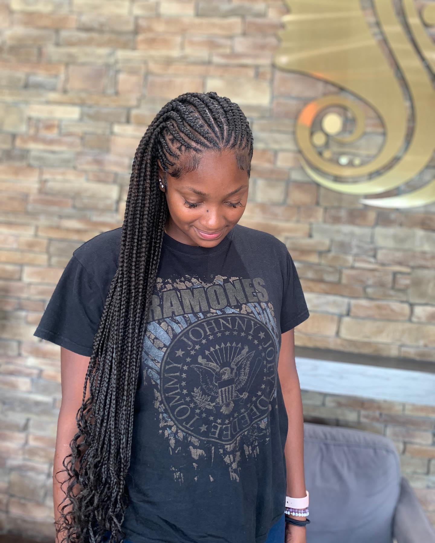 Long Bohemian Box Braids With Curly Ends