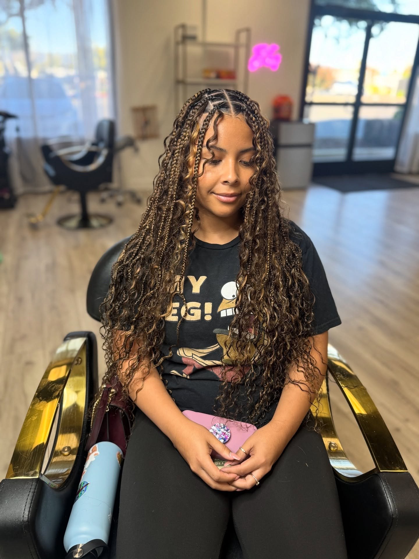 Bohemian Crochet Braids With Honey Blonde Highlights