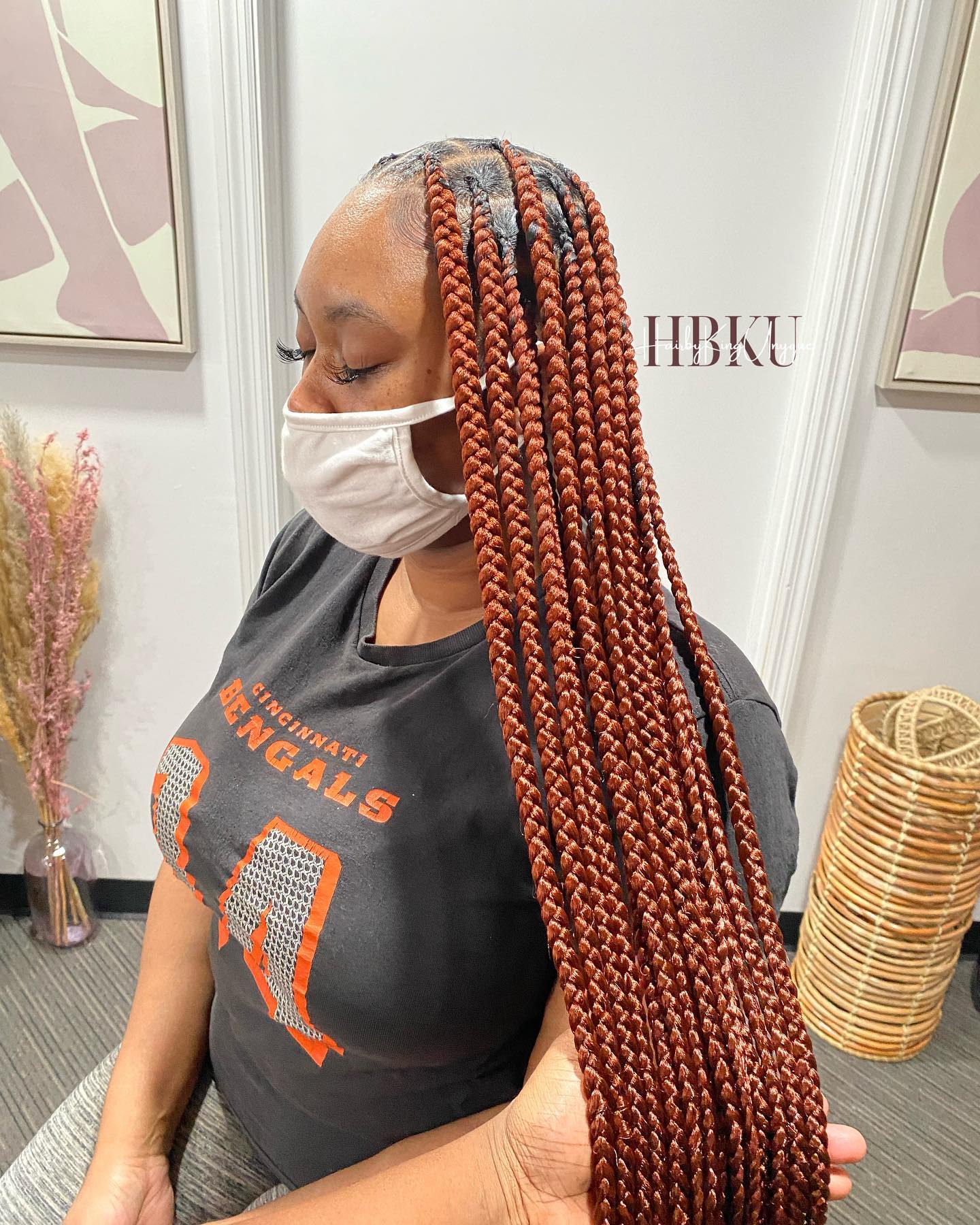 Copper Box Braids With Defined Edges