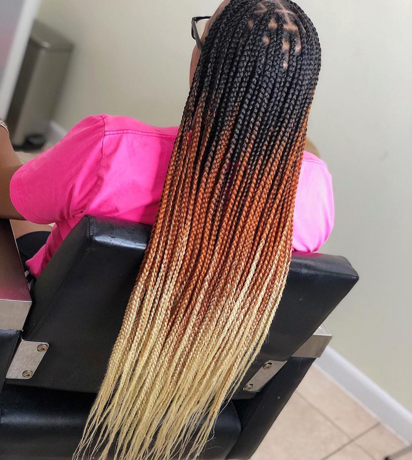 Ombre Box Braids With Honey Blonde Tips