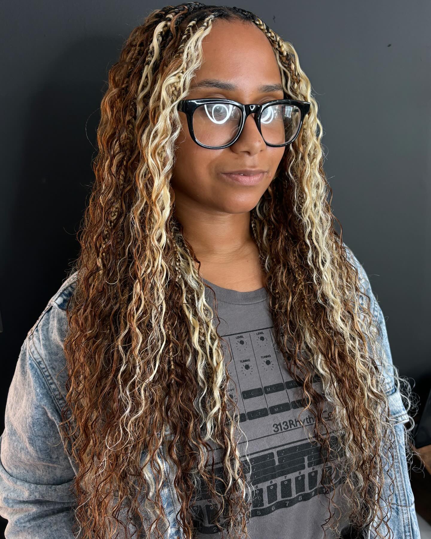 Boho Braided Wig With Ecru Highlights