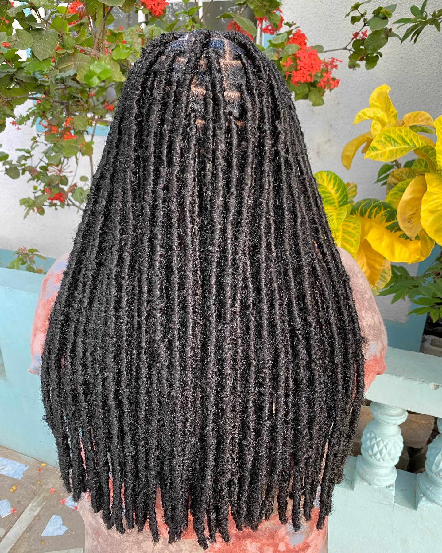 Long Faux Locs With Defined Partings