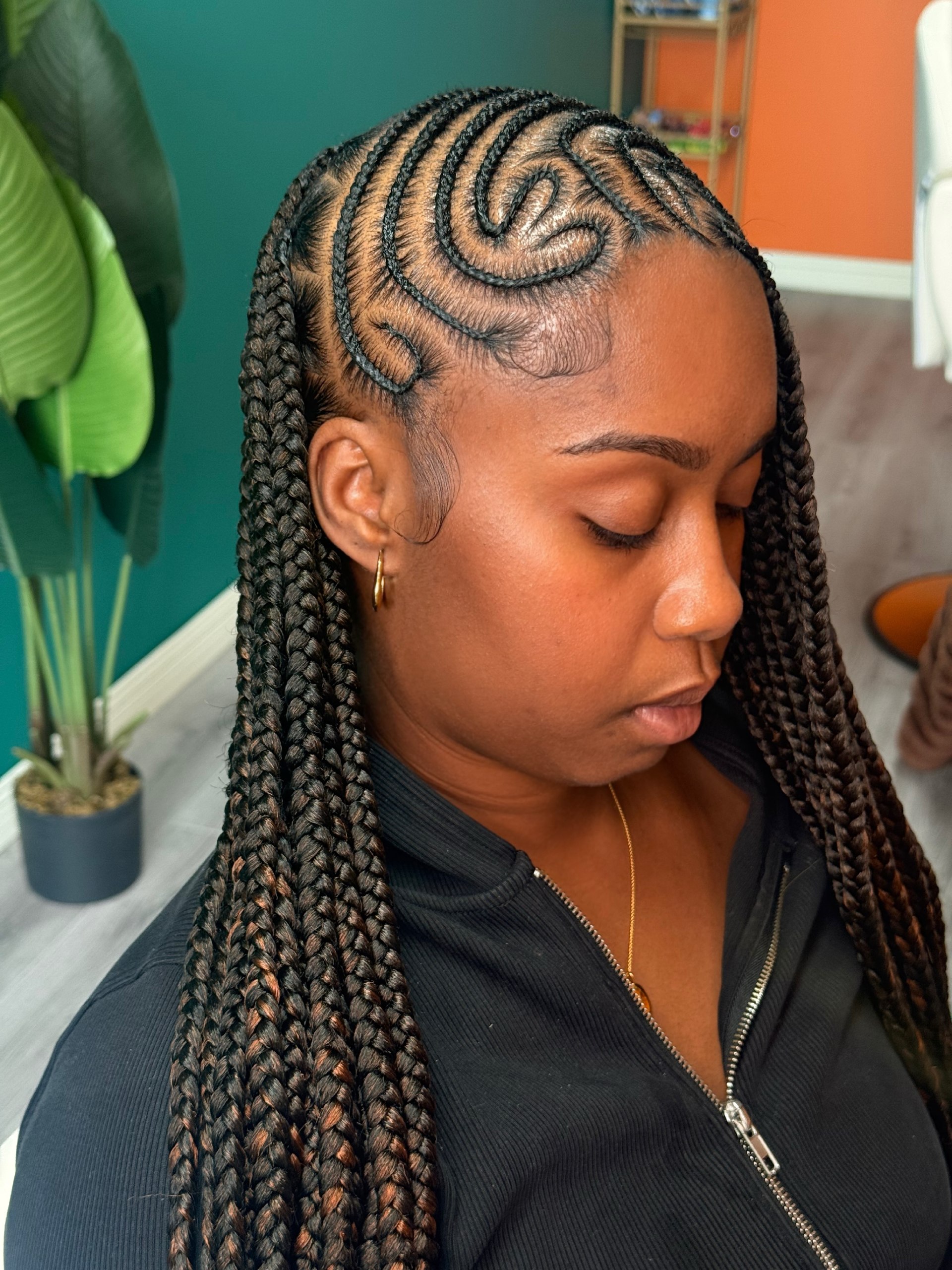 Intricate Cornrow Braids With Defined Edges