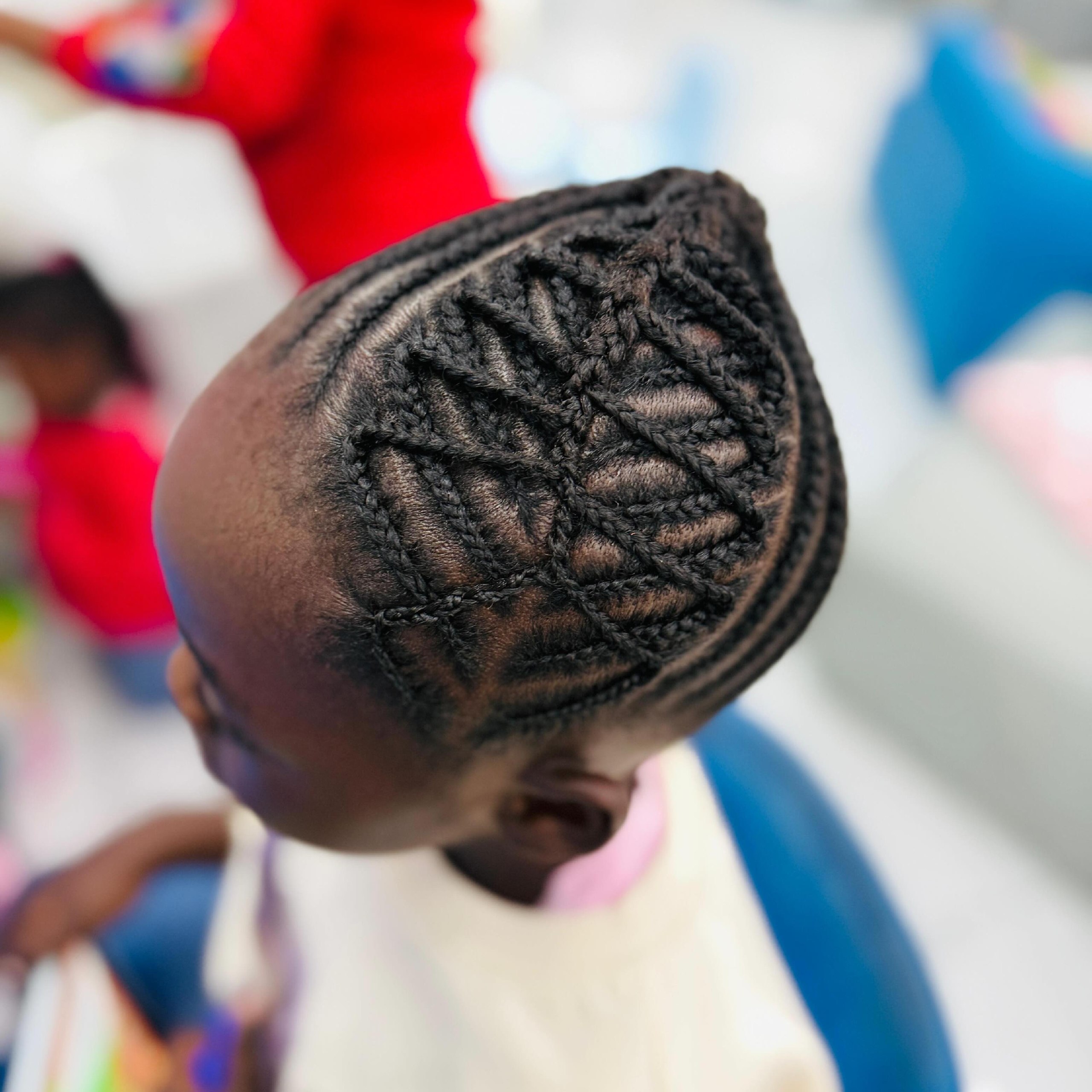 Geometric Cornrow Braids With Diamond Parting