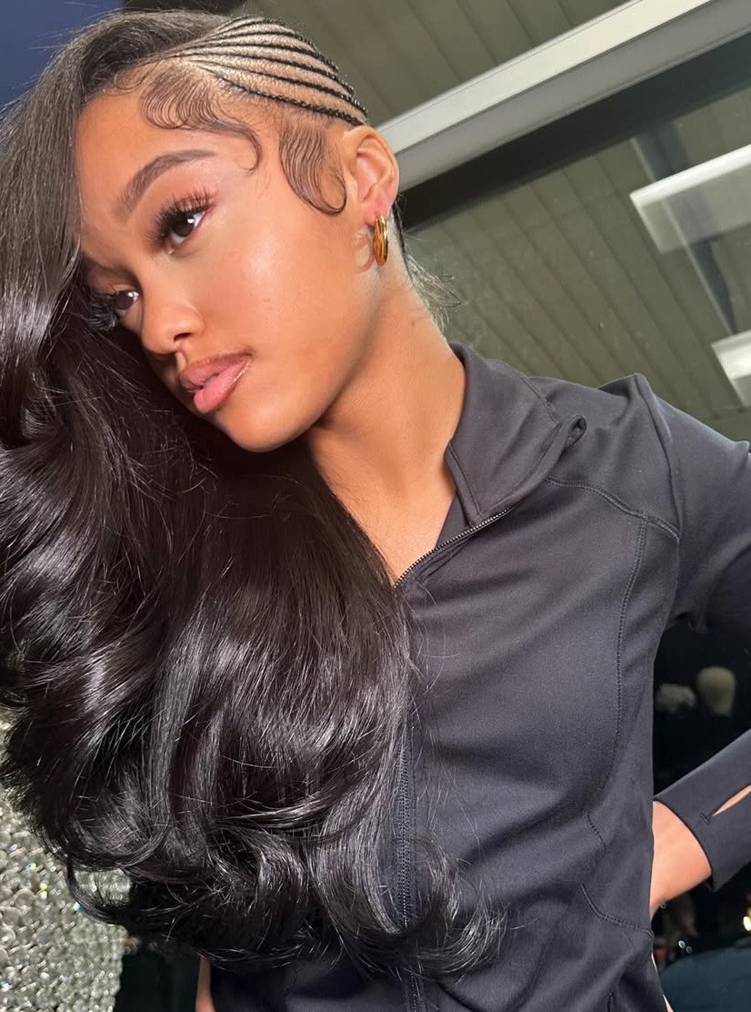 Sleek Braided Crown With Voluminous Waves