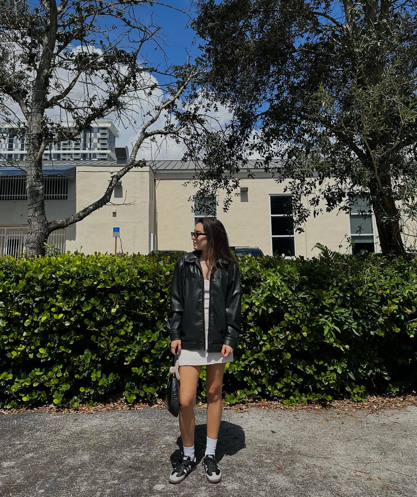 Cool Girl Leather Jacket With Mini Skirt