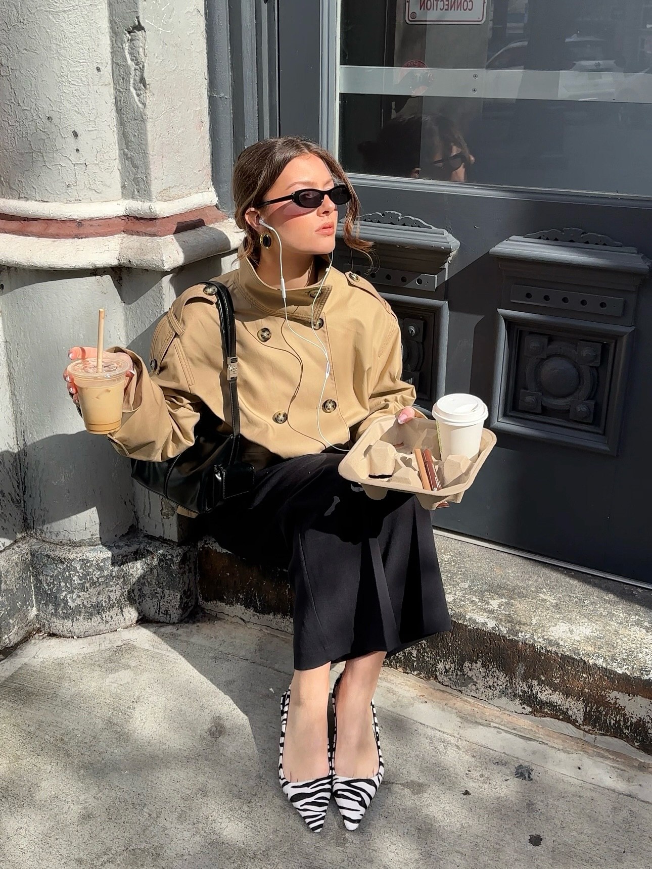 Short Trench Shacket And Wide Leg Pants