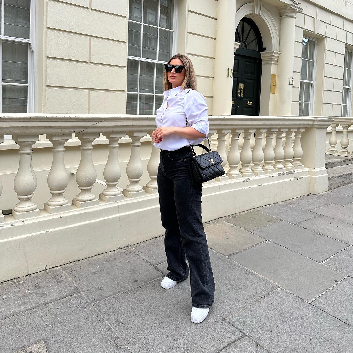 Chic White Shirt and Dark Wash Jeans Combo