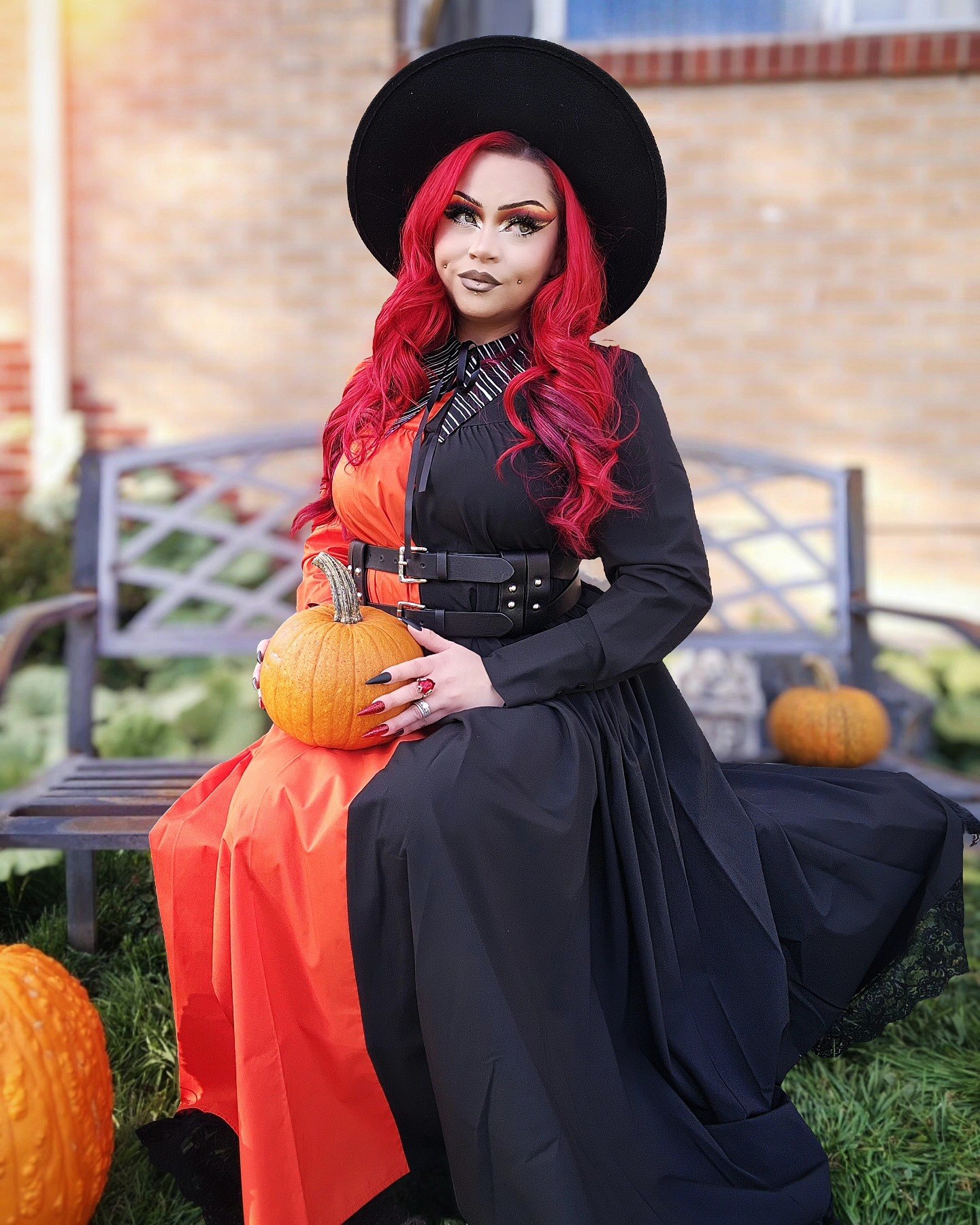 Dramatic Two-Tone Witchy Halloween Maxi Dress